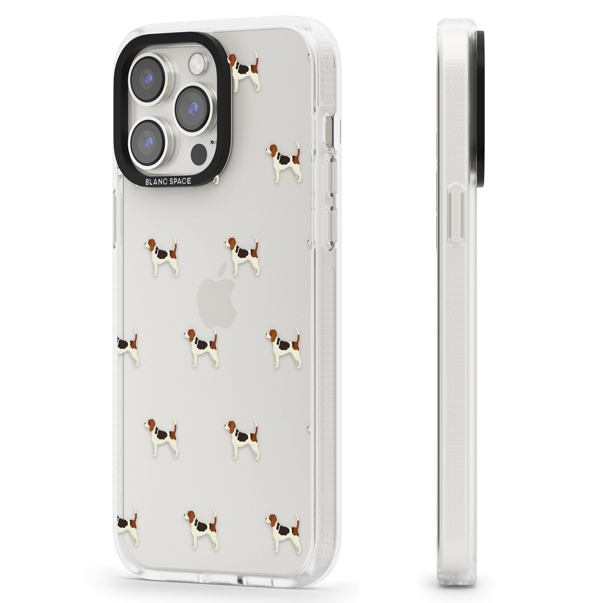 Beagle Dog Pattern Clear iPhone 15 Pro Max / 15 Pro / 14 Pro Max / 14 Pro / 13 Pro Clear Case Impact Air - Blanc Space