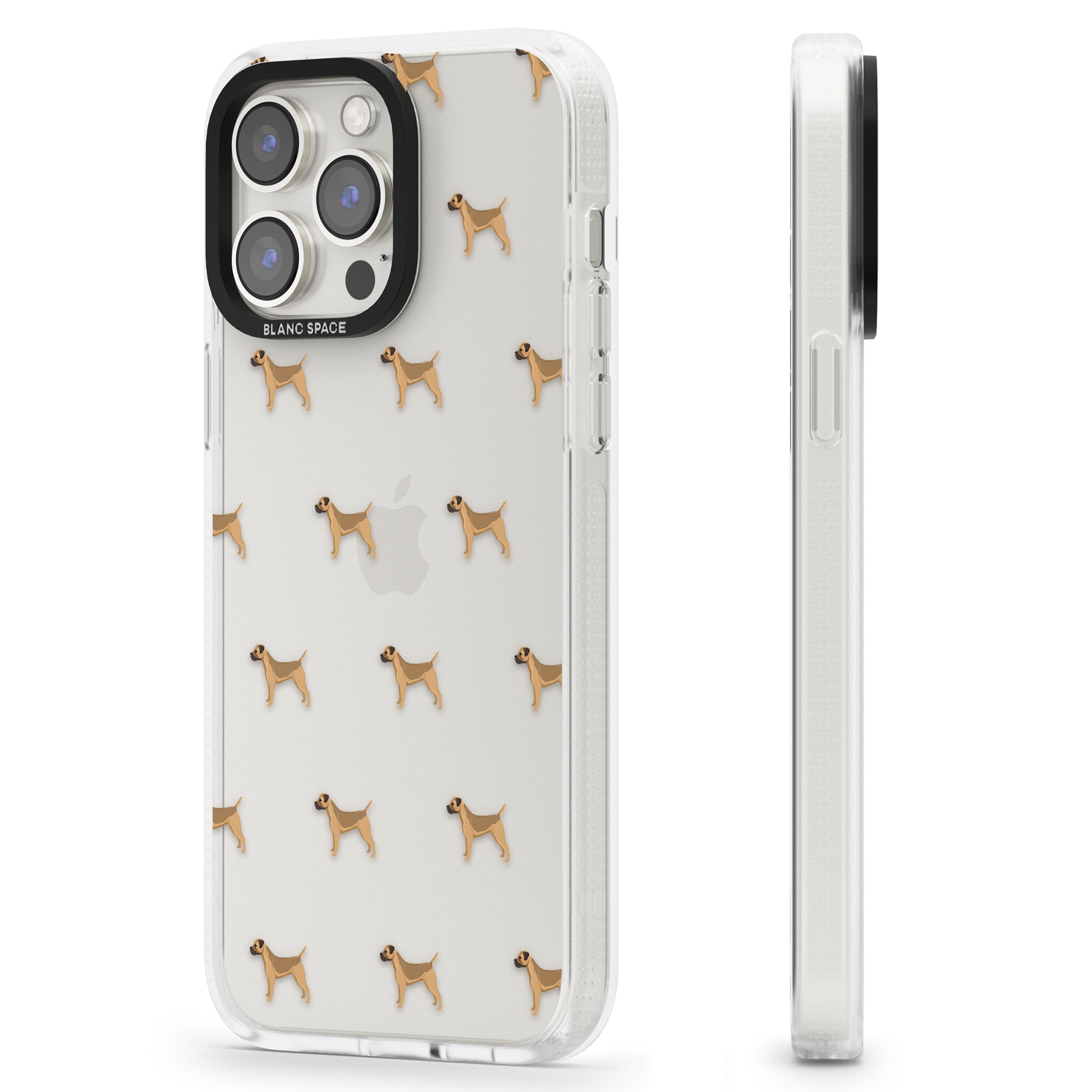 Border Terrier Dog Pattern Clear iPhone 15 Pro Max / 15 Pro / 14 Pro Max / 14 Pro / 13 Pro Clear Case Impact Air - Blanc Space