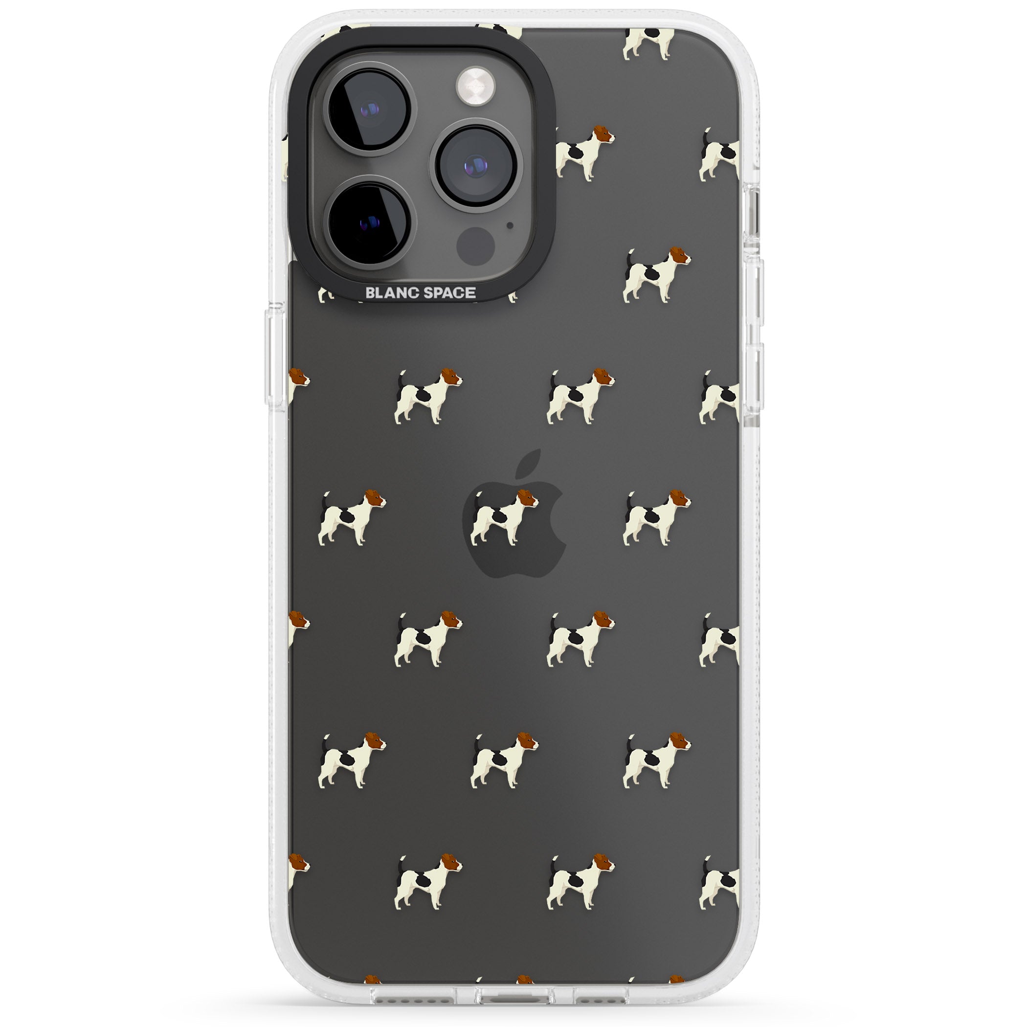 Jack Russell Terrier Dog Pattern Clear iPhone 15 Pro Max / 15 Pro / 14 Pro Max / 14 Pro / 13 Pro Clear Case Impact Air - Blanc Space