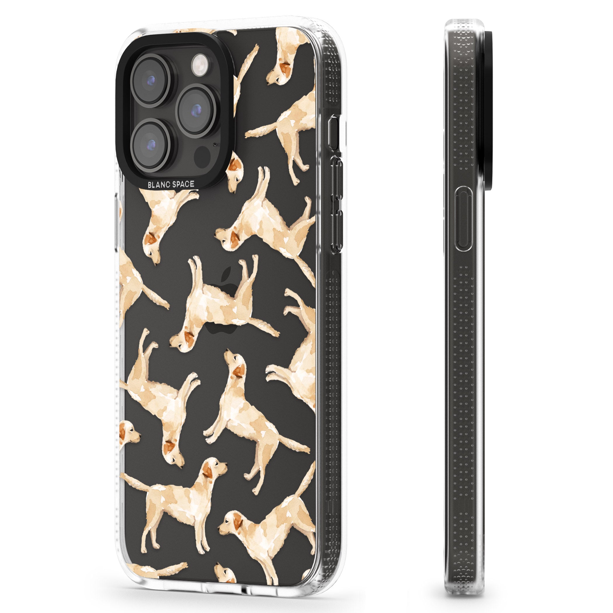 Yellow Labrador Watercolour Dog Pattern iPhone 15 Pro Max / 15 Pro / 14 Pro Max / 14 Pro / 13 Pro Clear Case Impact Air - Blanc Space