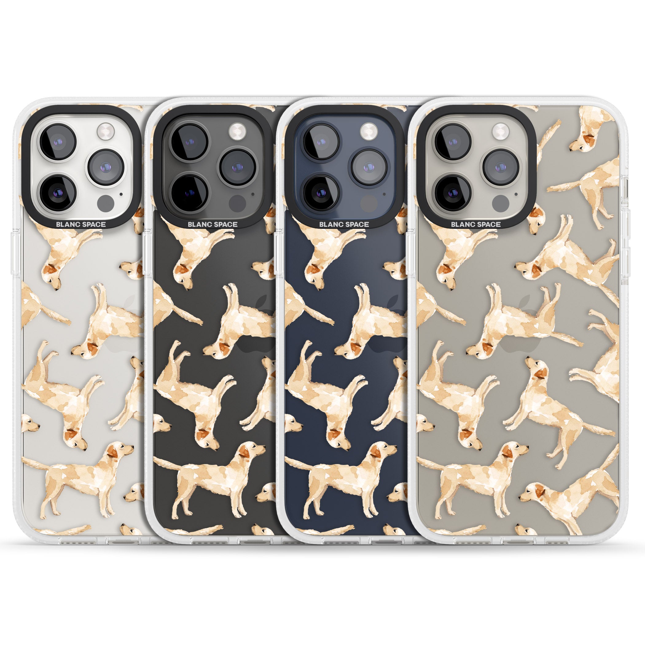 Yellow Labrador Watercolour Dog Pattern iPhone 15 Pro Max / 15 Pro / 14 Pro Max / 14 Pro / 13 Pro Clear Case Impact Air - Blanc Space