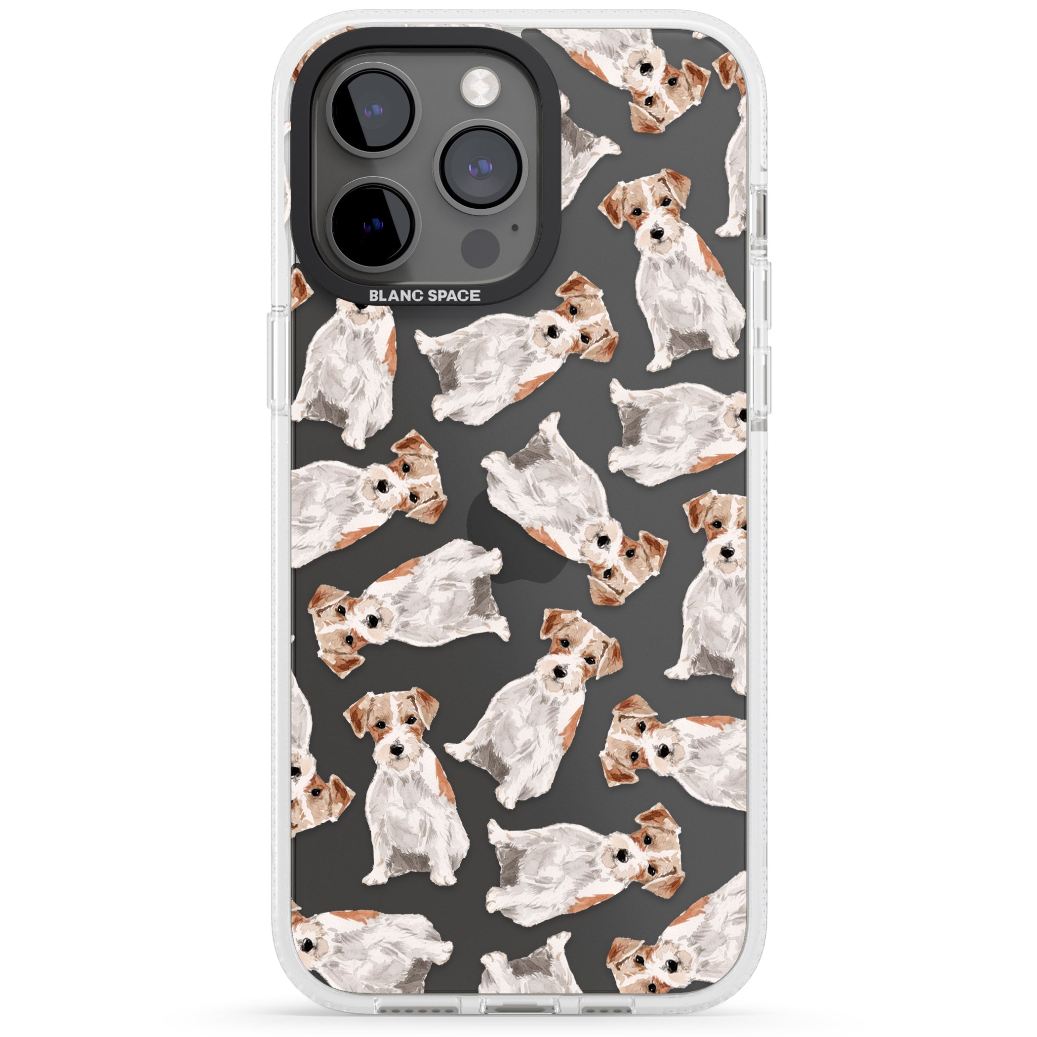 Wirehaired Jack Russell Watercolour Dog Pattern iPhone 15 Pro Max / 15 Pro / 14 Pro Max / 14 Pro / 13 Pro Clear Case Impact Air - Blanc Space