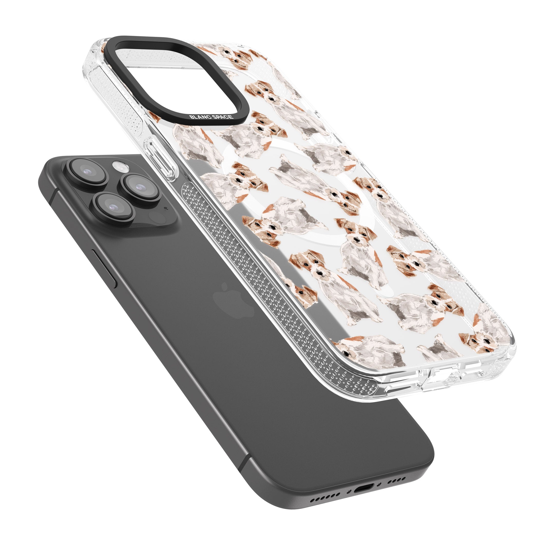 Wirehaired Jack Russell Watercolour Dog Pattern iPhone 15 Pro Max / 15 Pro / 14 Pro Max / 14 Pro / 13 Pro Clear Case Impact Air - Blanc Space