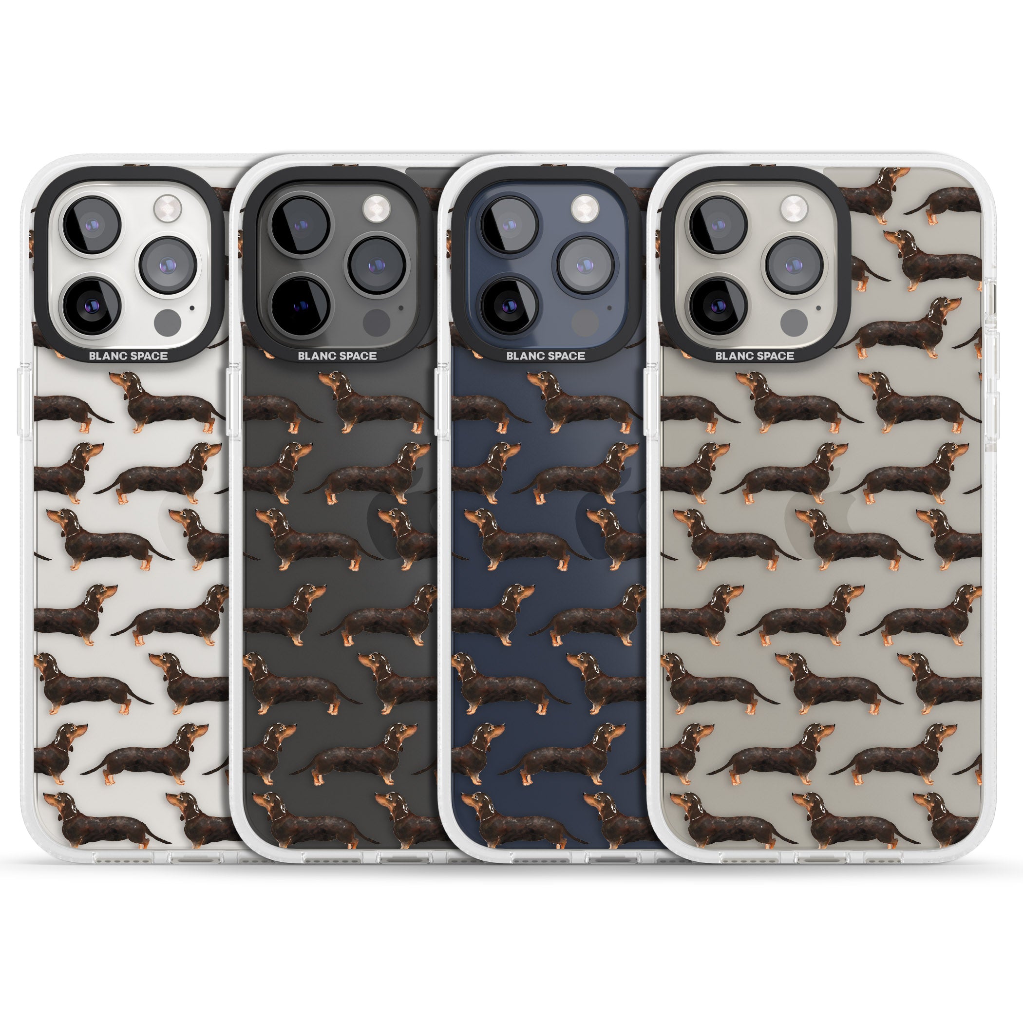 Dachshund (Black & Tan) Watercolour Dog Pattern iPhone 15 Pro Max / 15 Pro / 14 Pro Max / 14 Pro / 13 Pro Clear Case Impact Air - Blanc Space