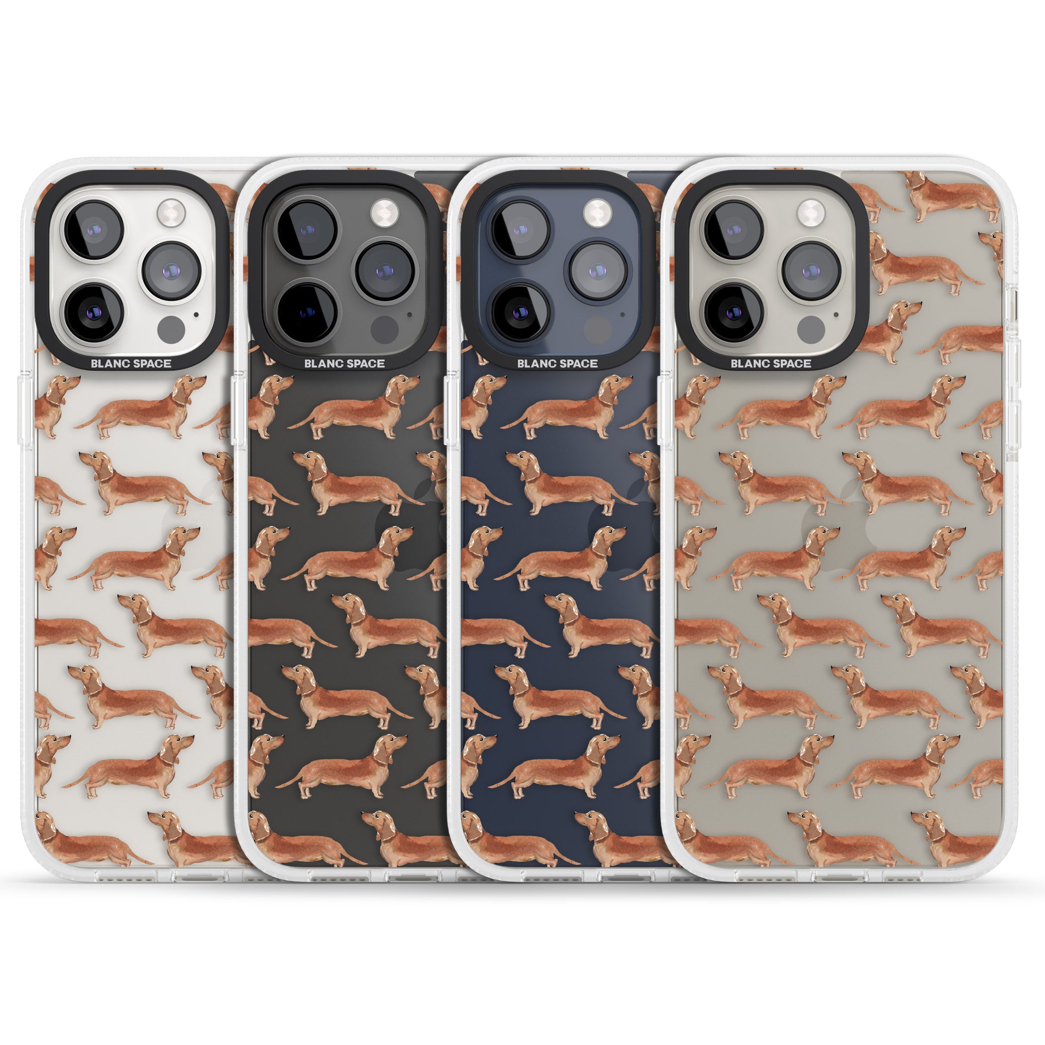 Dachshund (Red) Watercolour Dog Pattern iPhone 15 Pro Max / 15 Pro / 14 Pro Max / 14 Pro / 13 Pro Clear Case Impact Air - Blanc Space