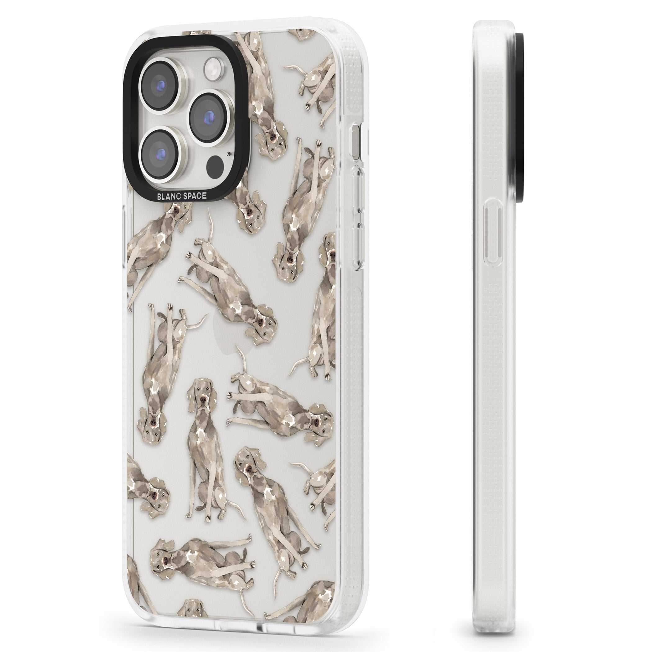 Weimaraner Watercolour Dog Pattern iPhone 15 Pro Max / 15 Pro / 14 Pro Max / 14 Pro / 13 Pro Clear Case Impact Air - Blanc Space