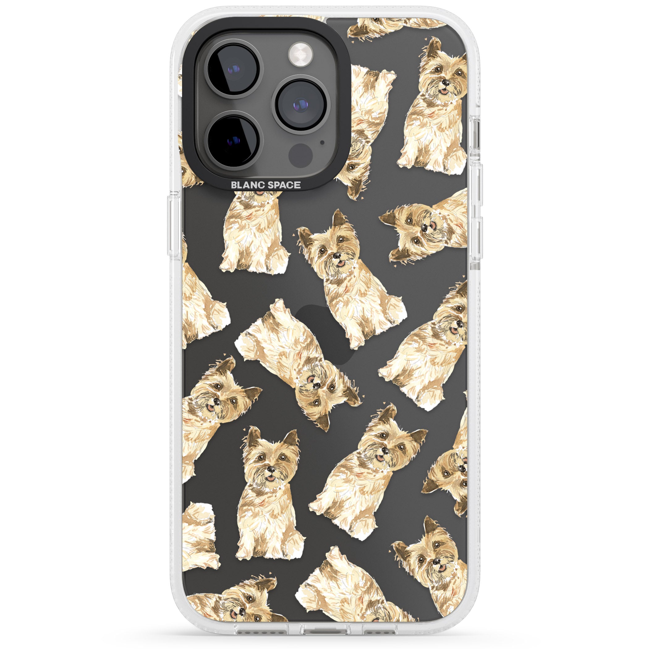Cairn Terrier Watercolour Dog Pattern iPhone 15 Pro Max / 15 Pro / 14 Pro Max / 14 Pro / 13 Pro Clear Case Impact Air - Blanc Space