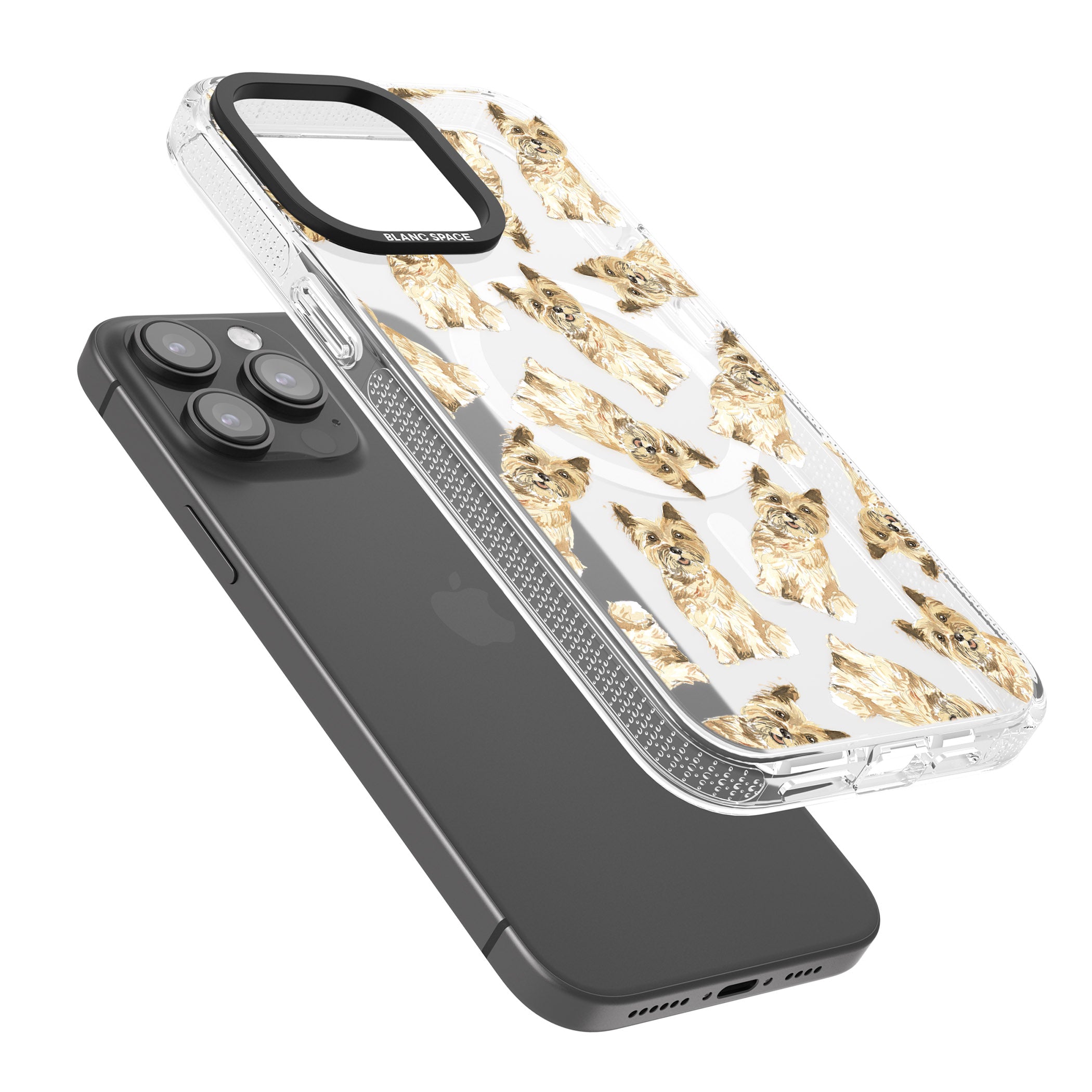Cairn Terrier Watercolour Dog Pattern iPhone 15 Pro Max / 15 Pro / 14 Pro Max / 14 Pro / 13 Pro Clear Case Impact Air - Blanc Space