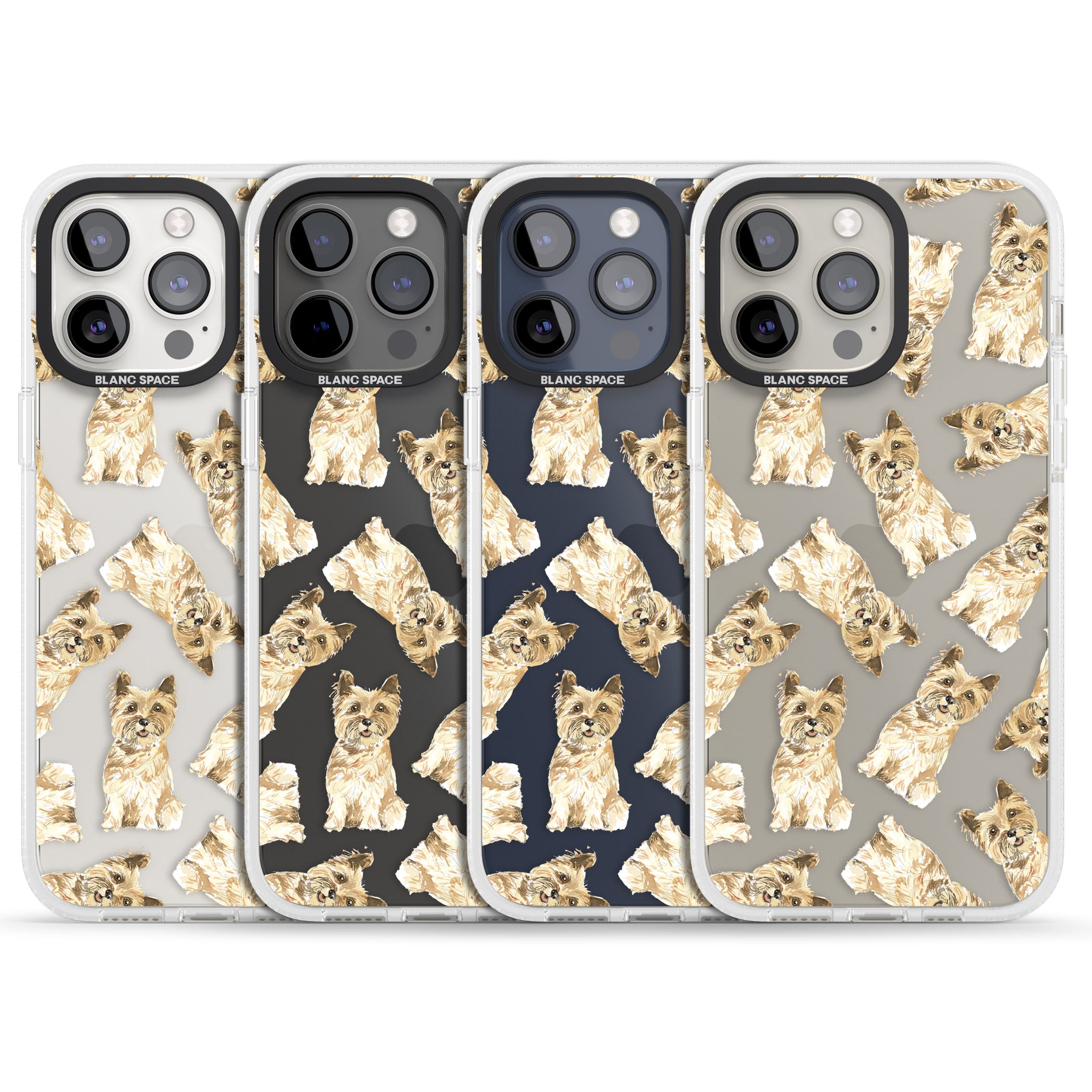 Cairn Terrier Watercolour Dog Pattern iPhone 15 Pro Max / 15 Pro / 14 Pro Max / 14 Pro / 13 Pro Clear Case Impact Air - Blanc Space