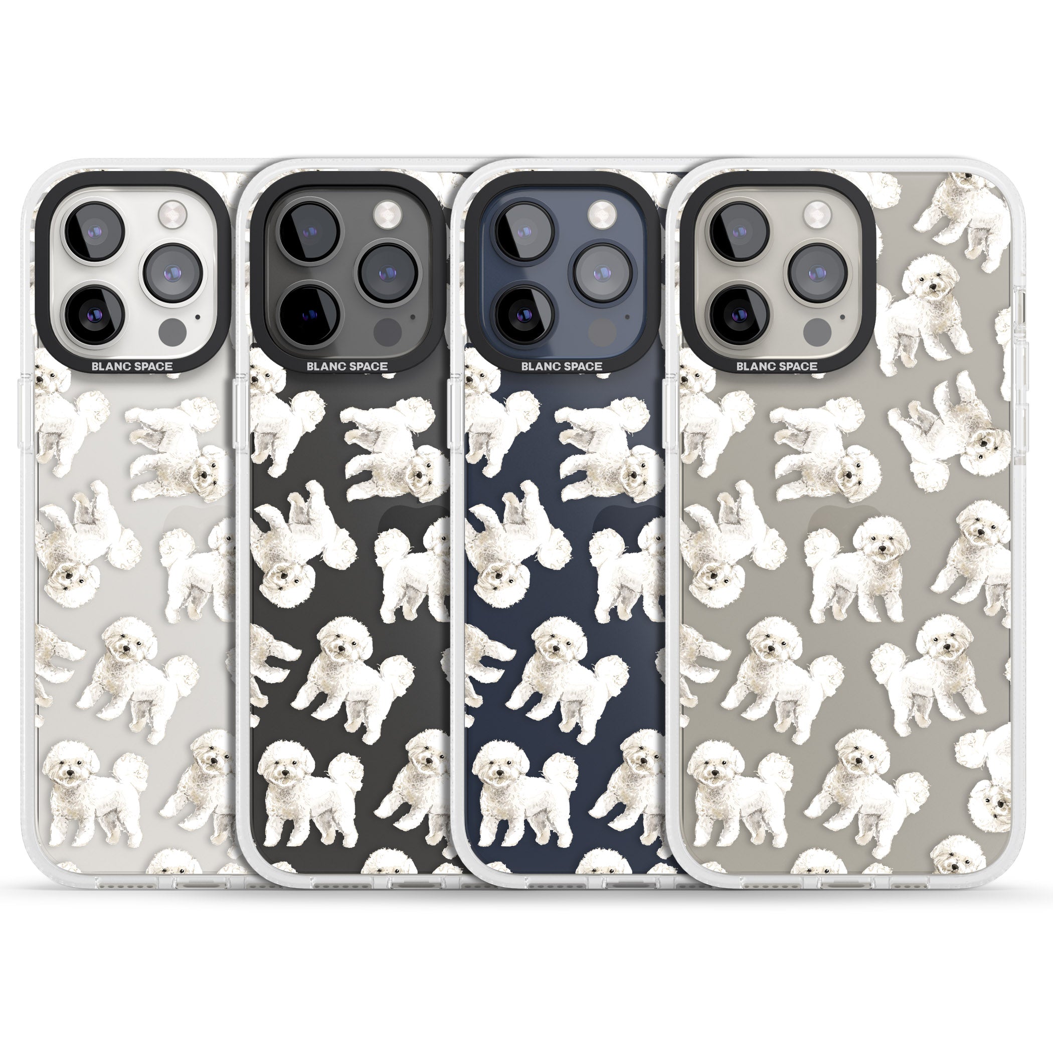 Bichon Frise Watercolour Dog Pattern iPhone 15 Pro Max / 15 Pro / 14 Pro Max / 14 Pro / 13 Pro Clear Case Impact Air - Blanc Space