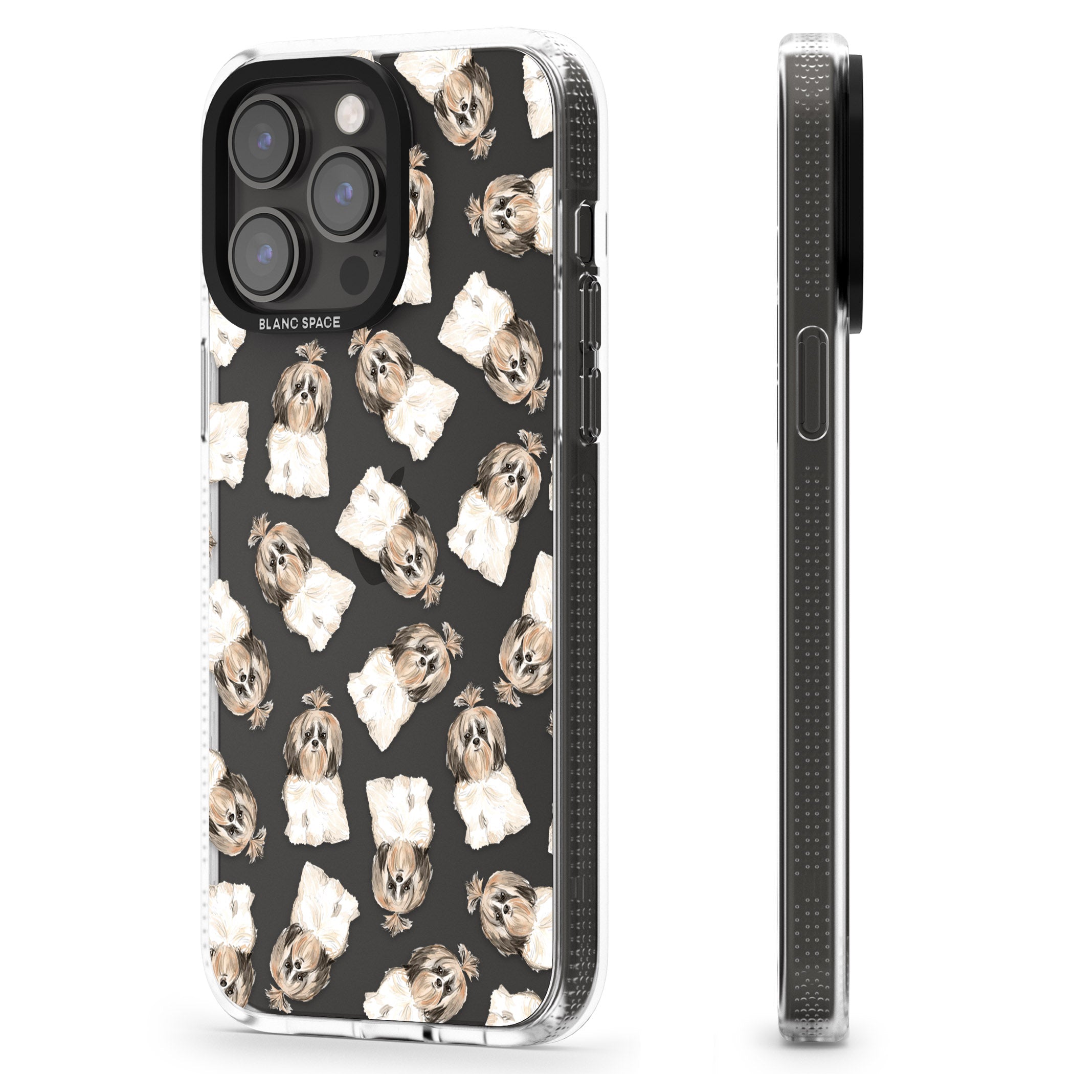 Shih tzu (Long Hair) Watercolour Dog Pattern iPhone 15 Pro Max / 15 Pro / 14 Pro Max / 14 Pro / 13 Pro Clear Case Impact Air - Blanc Space