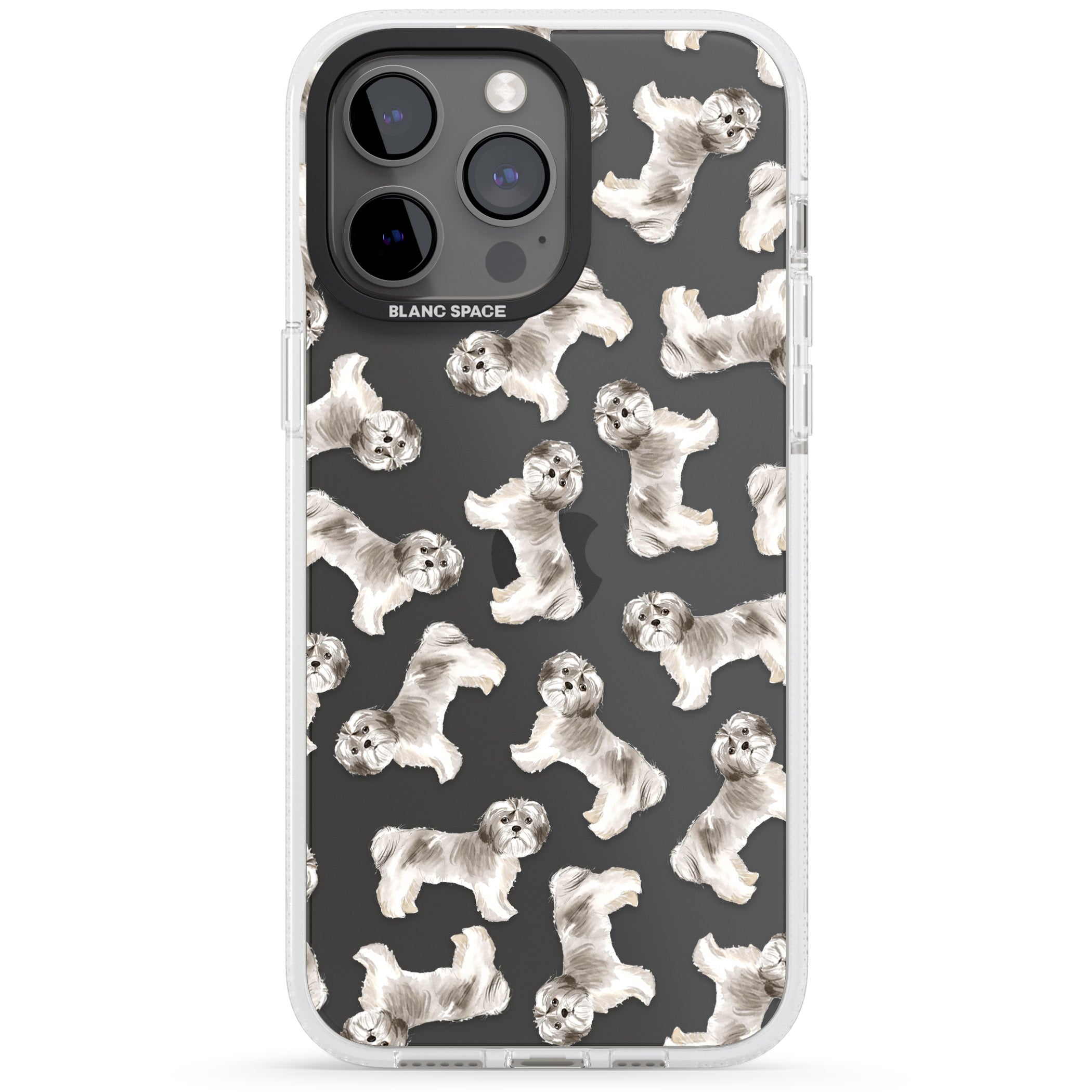 Shih tzu (Short Hair) Watercolour Dog Pattern iPhone 15 Pro Max / 15 Pro / 14 Pro Max / 14 Pro / 13 Pro Clear Case Impact Air - Blanc Space