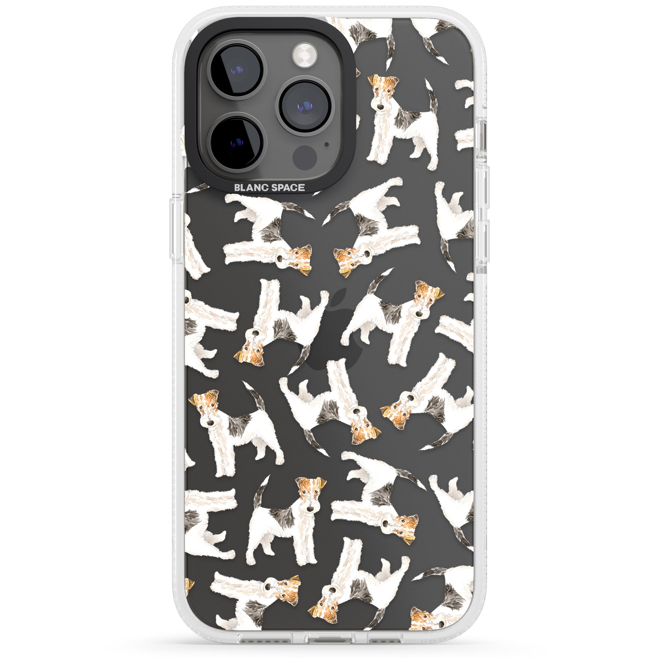 Wire Haired Fox Terrier Watercolour Dog Pattern iPhone 15 Pro Max / 15 Pro / 14 Pro Max / 14 Pro / 13 Pro Clear Case Impact Air - Blanc Space