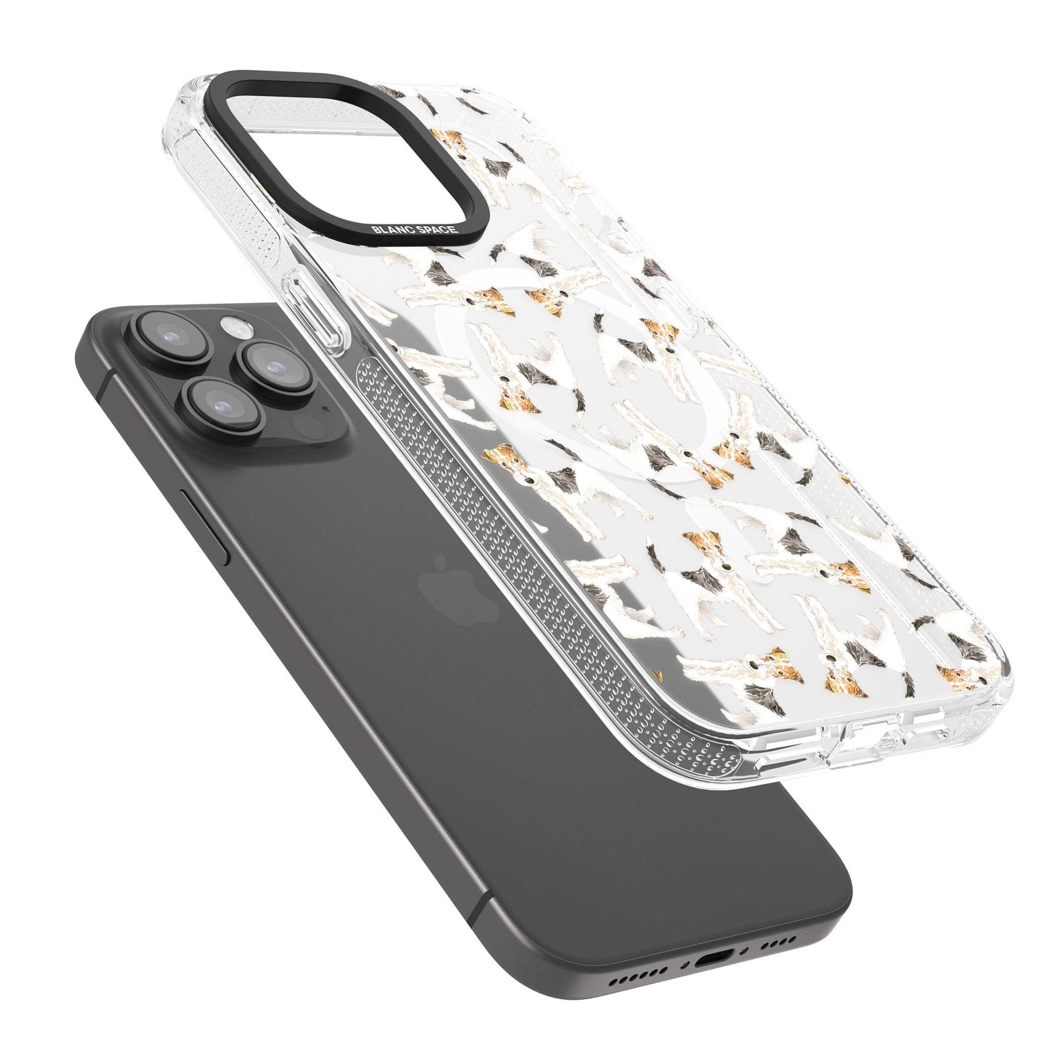 Wire Haired Fox Terrier Watercolour Dog Pattern iPhone 15 Pro Max / 15 Pro / 14 Pro Max / 14 Pro / 13 Pro Clear Case Impact Air - Blanc Space