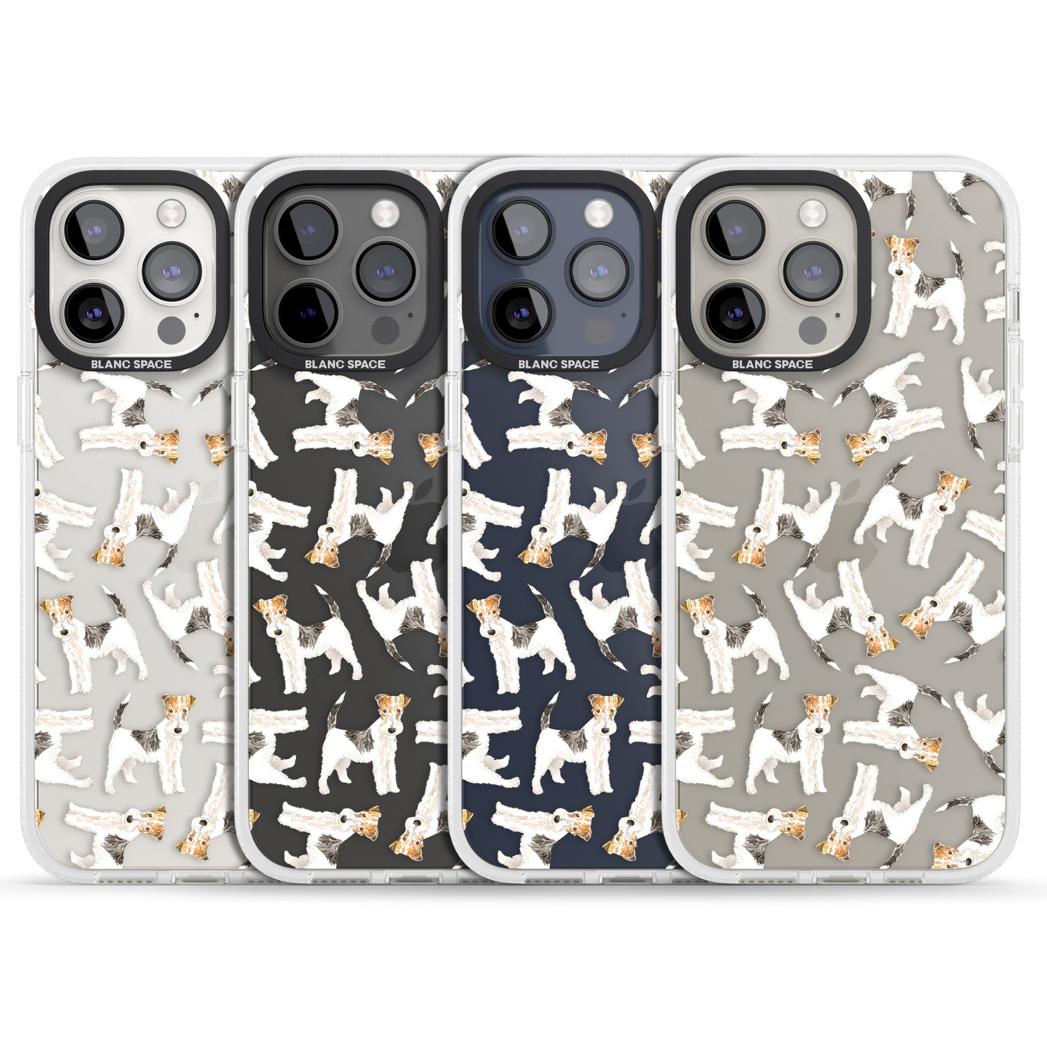 Wire Haired Fox Terrier Watercolour Dog Pattern iPhone 15 Pro Max / 15 Pro / 14 Pro Max / 14 Pro / 13 Pro Clear Case Impact Air - Blanc Space