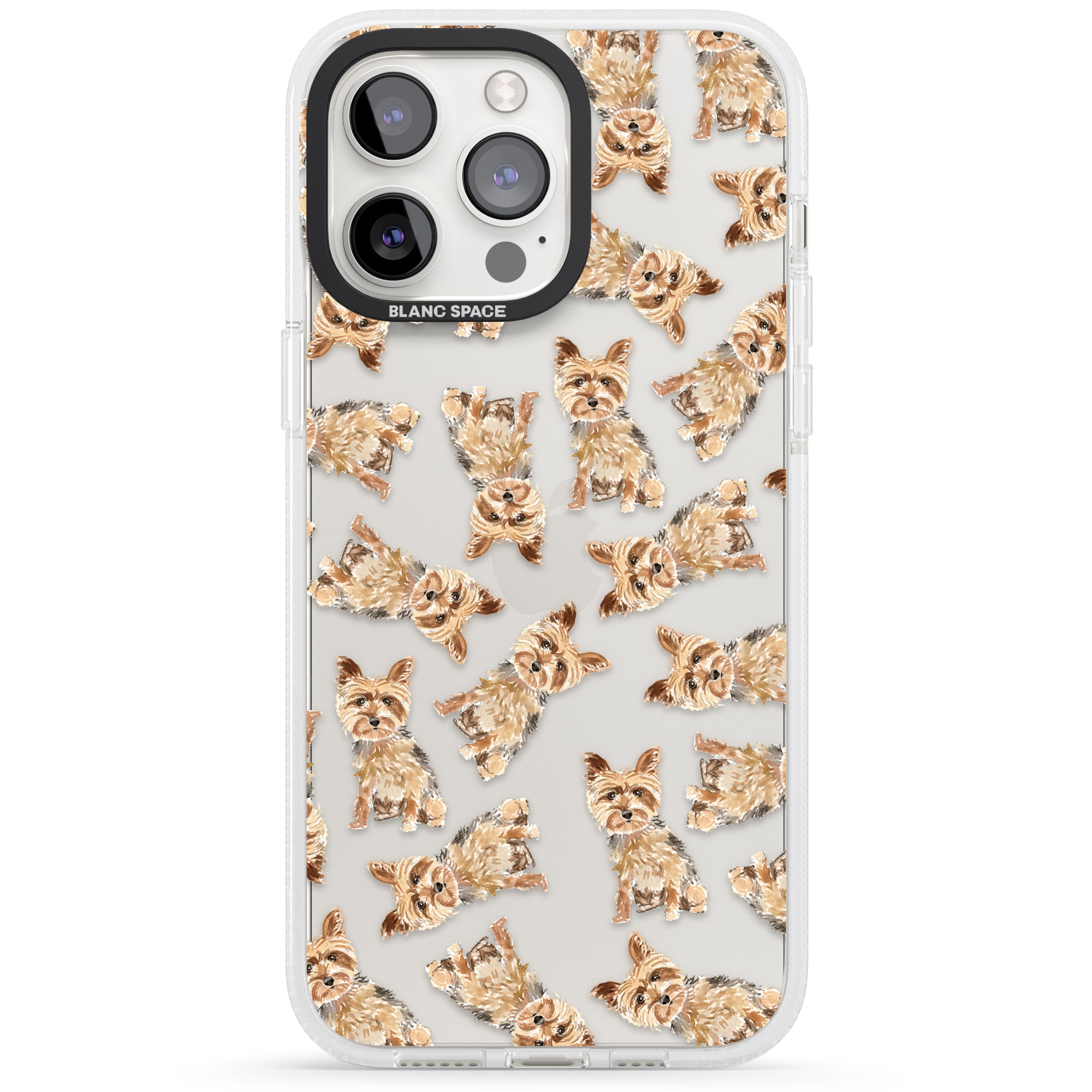 Yorkshire Terrier Watercolour Dog Pattern iPhone 15 Pro Max / 15 Pro / 14 Pro Max / 14 Pro / 13 Pro Clear Case Impact Air - Blanc Space