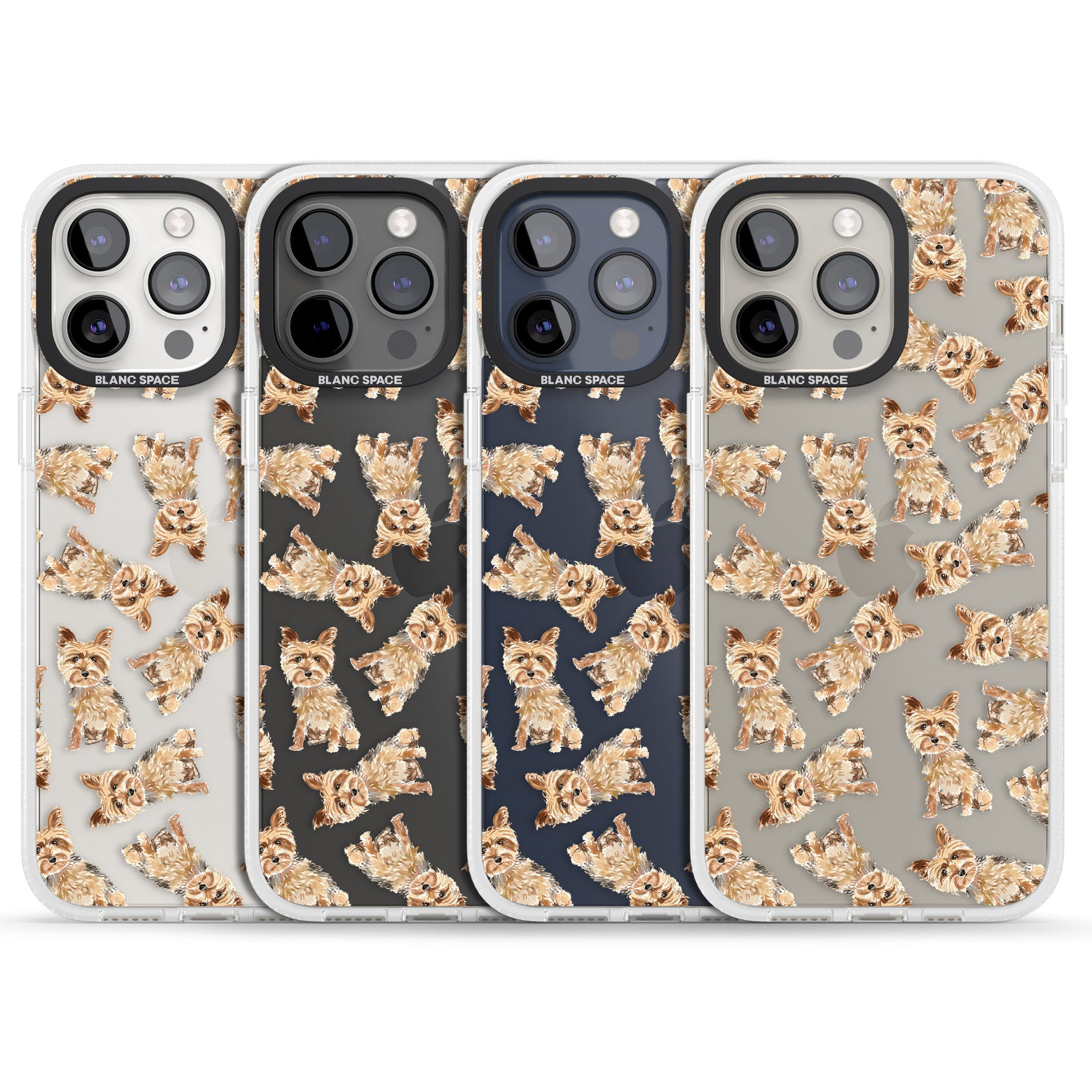 Yorkshire Terrier Watercolour Dog Pattern iPhone 15 Pro Max / 15 Pro / 14 Pro Max / 14 Pro / 13 Pro Clear Case Impact Air - Blanc Space