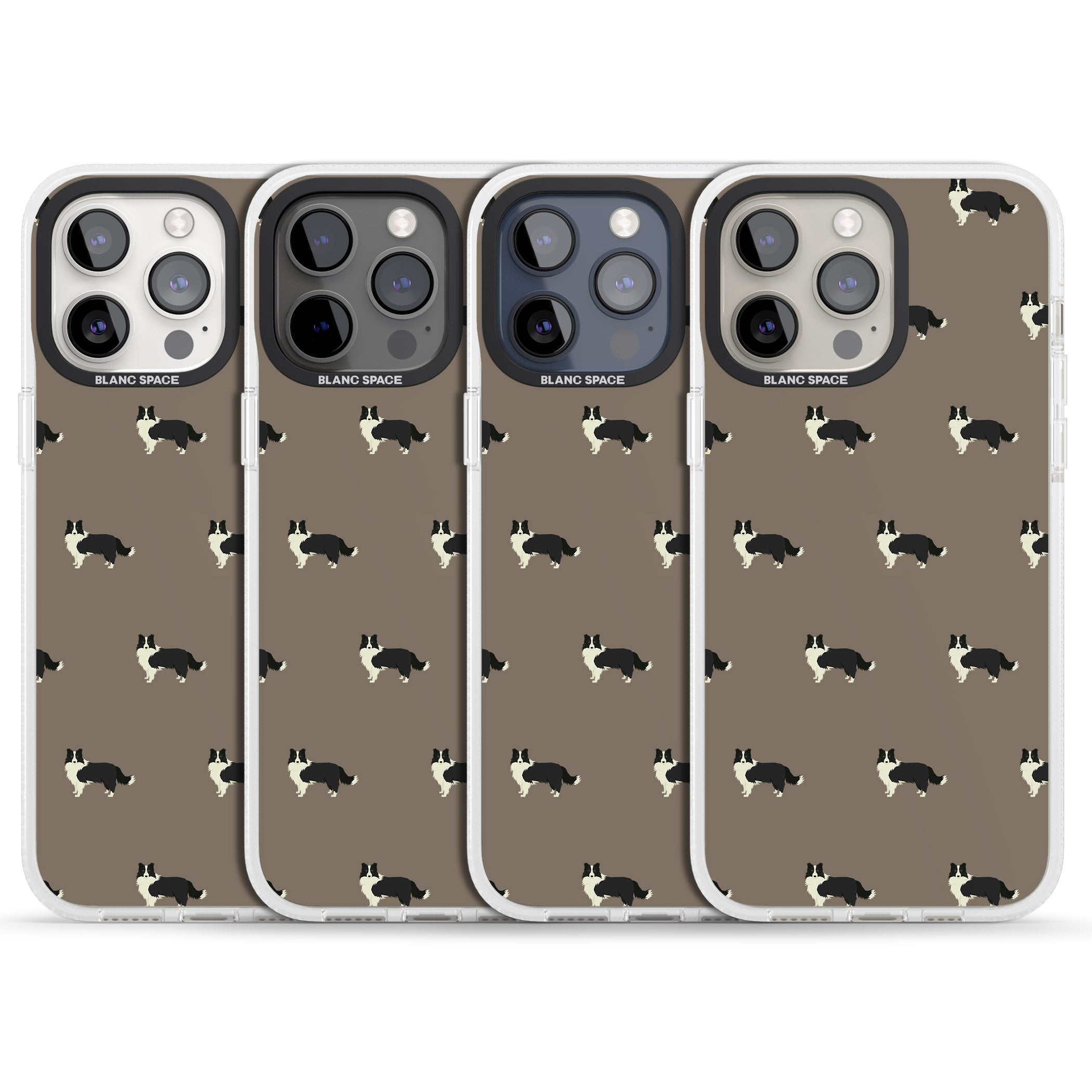 Border Collie Dog Pattern iPhone 15 Pro Max / 15 Pro / 14 Pro Max / 14 Pro / 13 Pro Clear Case Impact Air - Blanc Space