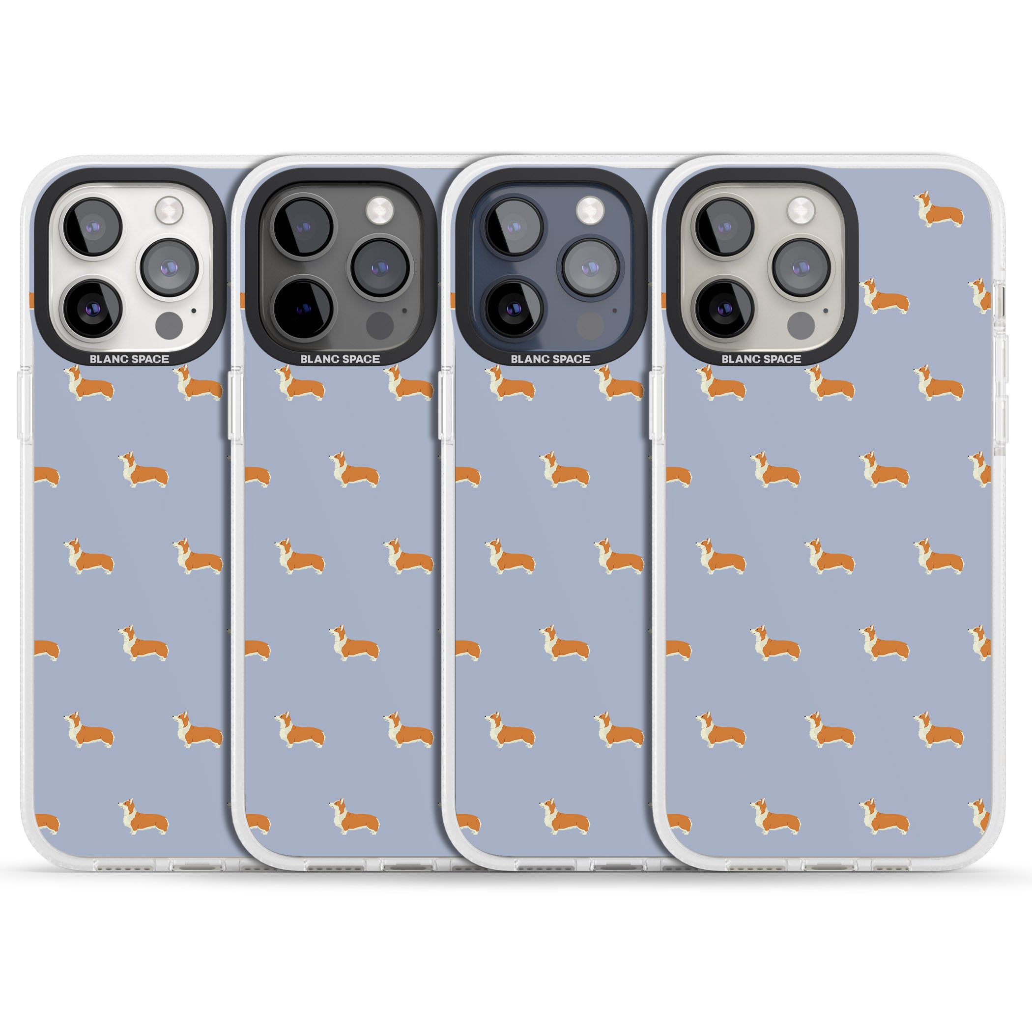 Pembroke Welsh Corgi Dog Pattern iPhone 15 Pro Max / 15 Pro / 14 Pro Max / 14 Pro / 13 Pro Clear Case Impact Air - Blanc Space