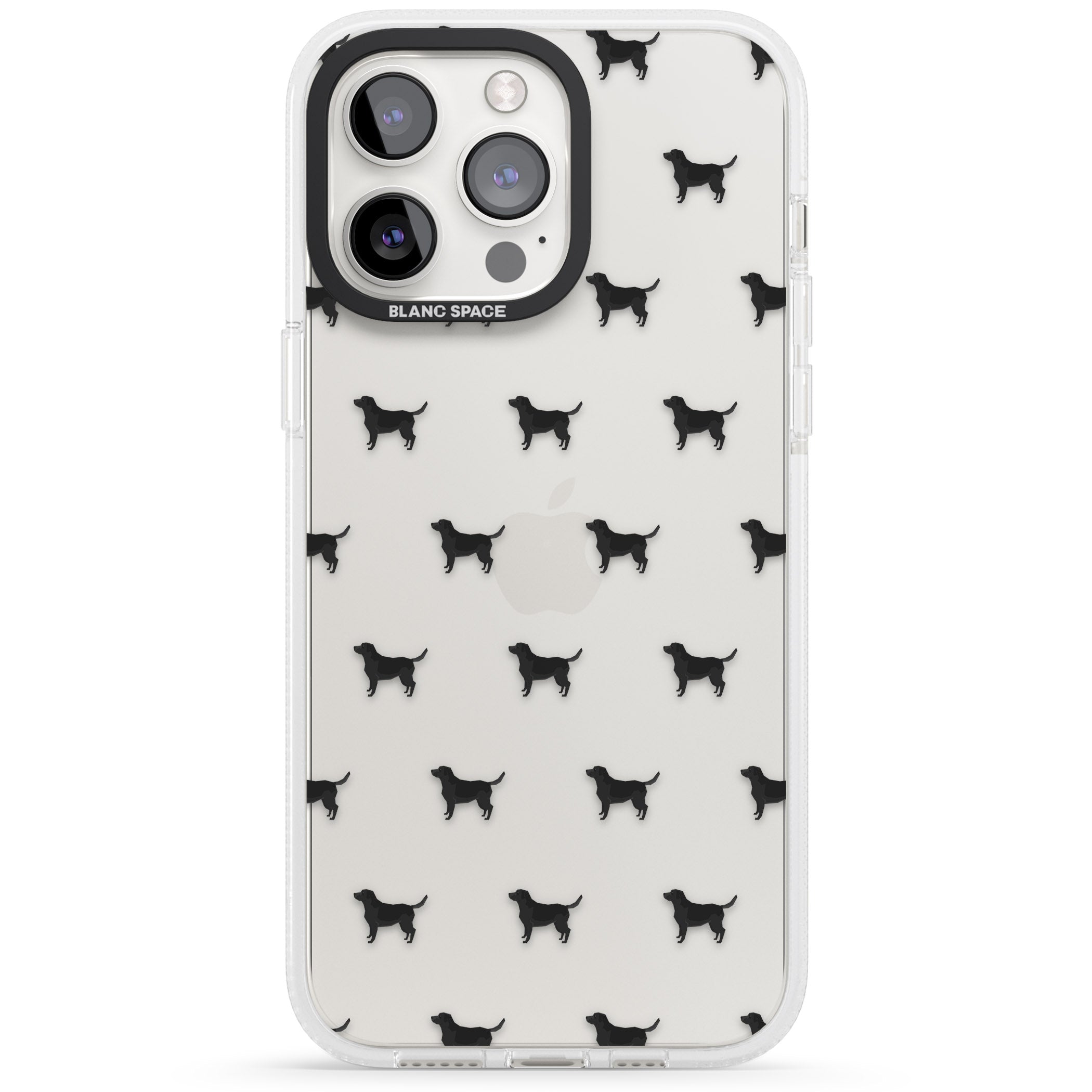 Black Labrador Dog Pattern Clear iPhone 15 Pro Max / 15 Pro / 14 Pro Max / 14 Pro / 13 Pro Clear Case Impact Air - Blanc Space