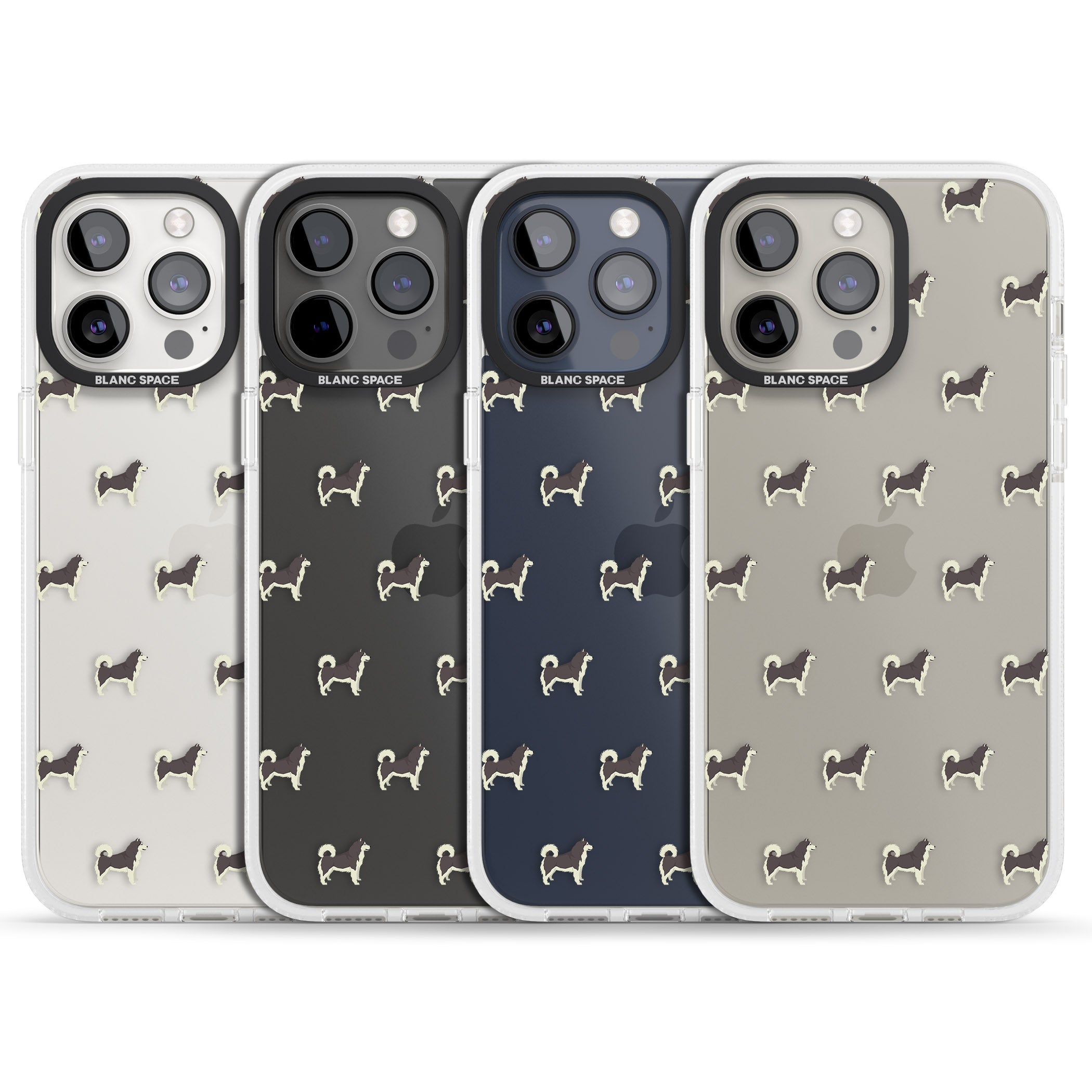 Alaskan Malamute Dog Pattern Clear iPhone 15 Pro Max / 15 Pro / 14 Pro Max / 14 Pro / 13 Pro Clear Case Impact Air - Blanc Space
