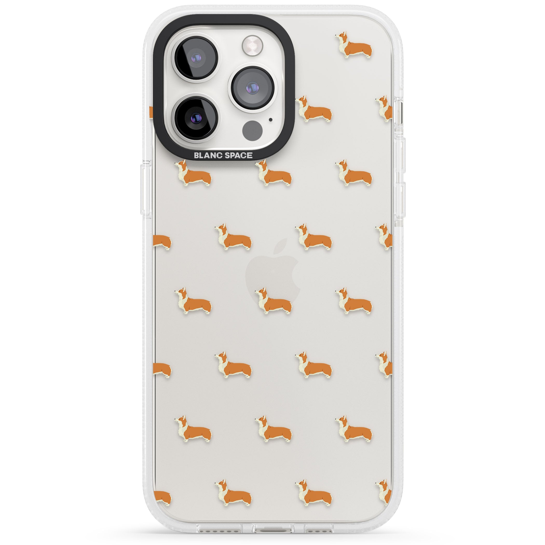 Pembroke Welsh Corgi Dog Pattern Clear iPhone 15 Pro Max / 15 Pro / 14 Pro Max / 14 Pro / 13 Pro Clear Case Impact Air - Blanc Space