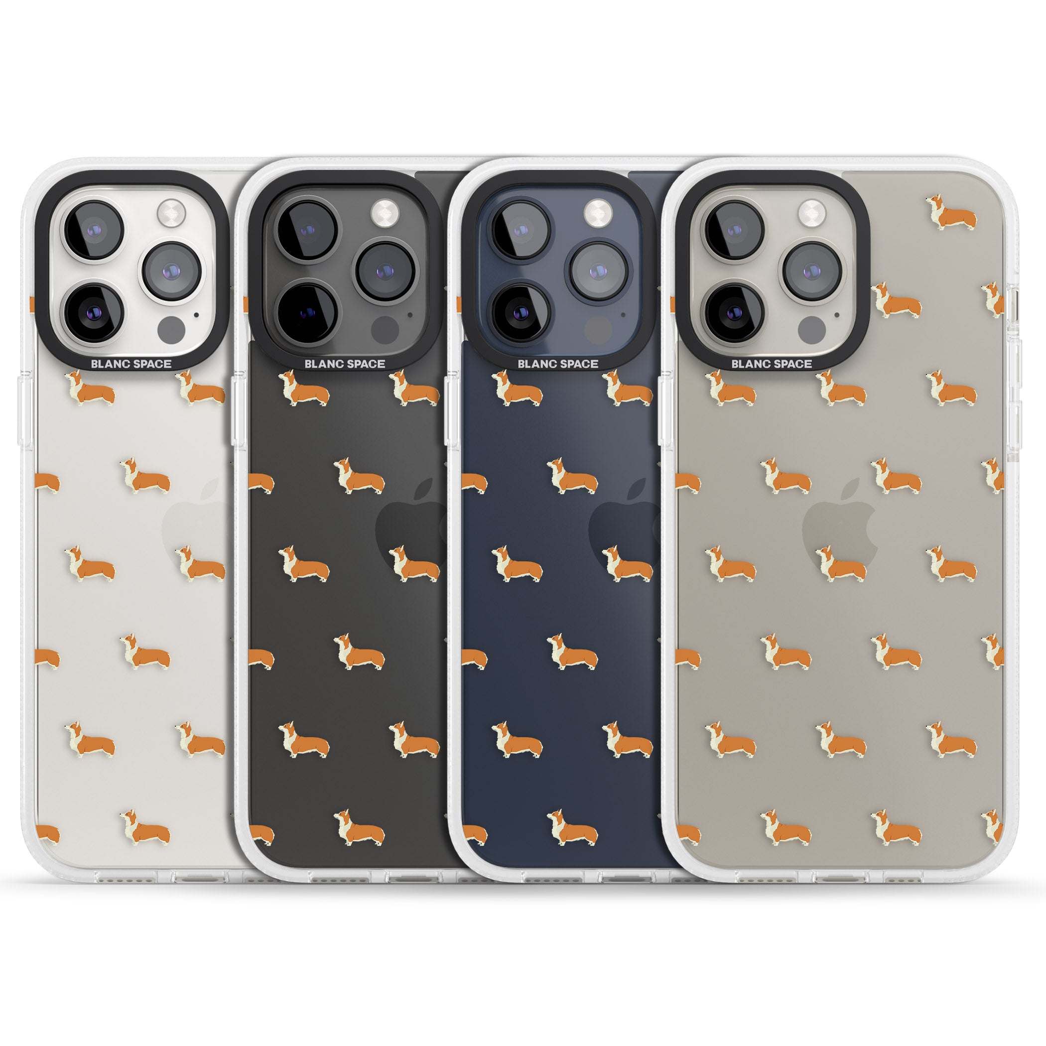 Pembroke Welsh Corgi Dog Pattern Clear iPhone 15 Pro Max / 15 Pro / 14 Pro Max / 14 Pro / 13 Pro Clear Case Impact Air - Blanc Space