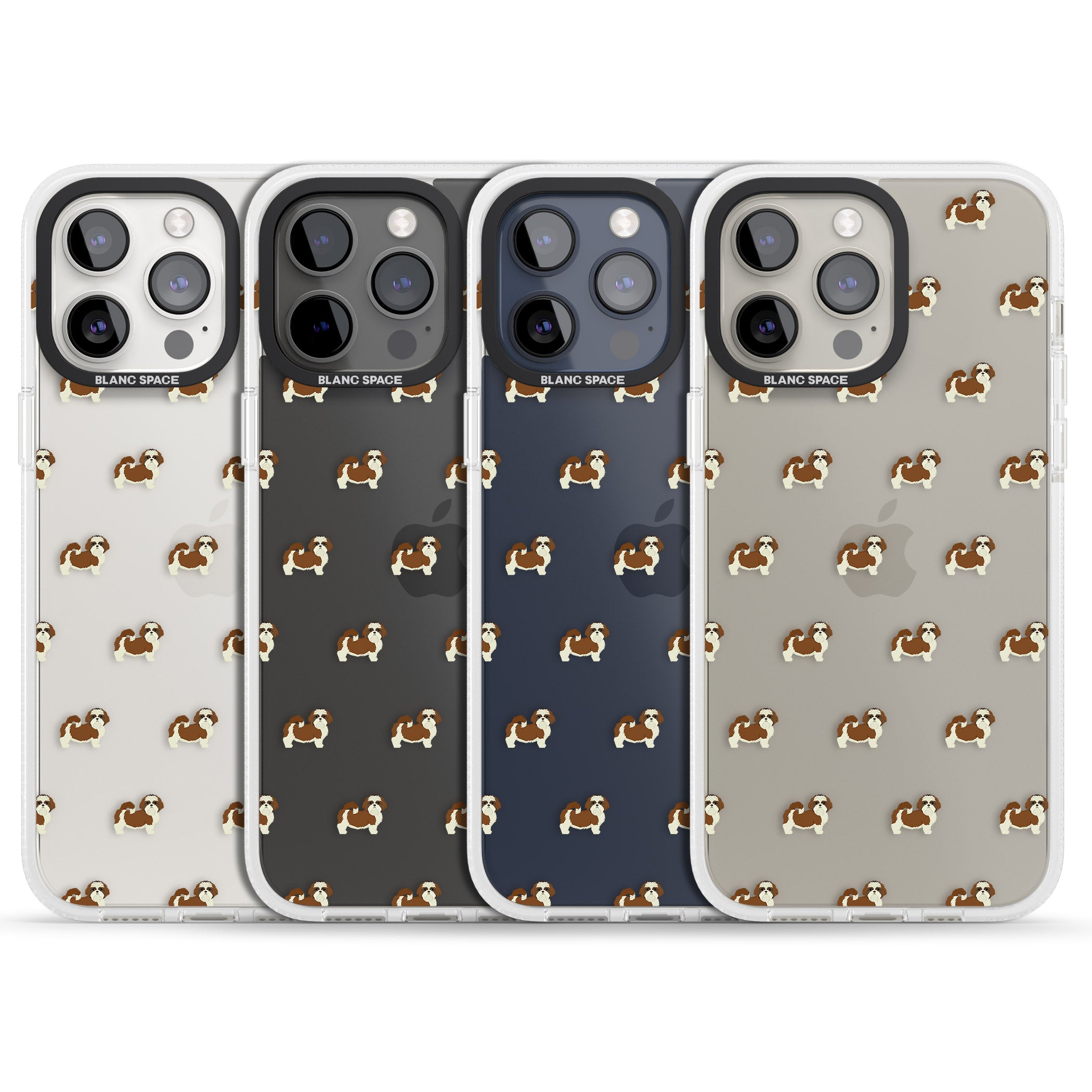 Shih Tzu Dog Pattern Clear iPhone 15 Pro Max / 15 Pro / 14 Pro Max / 14 Pro / 13 Pro Clear Case Impact Air - Blanc Space