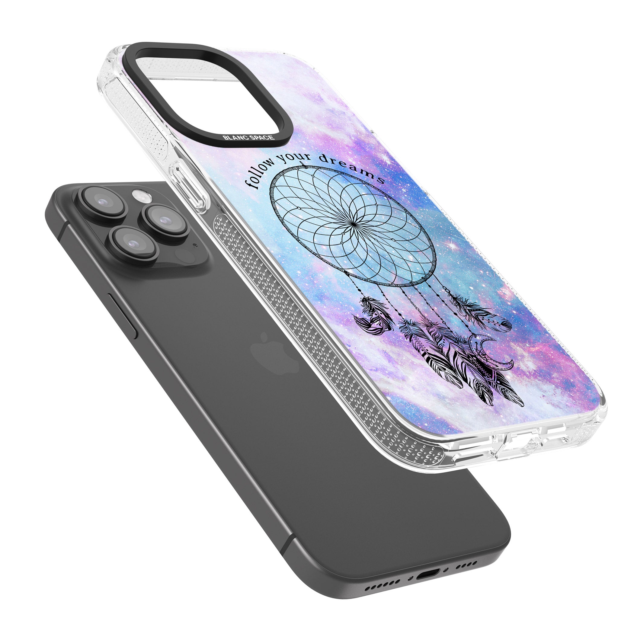 Simple Galaxy Pattern Dreamcatcher iPhone 15 Pro Max / 15 Pro / 14 Pro Max / 14 Pro / 13 Pro Clear Case Impact Air - Blanc Space