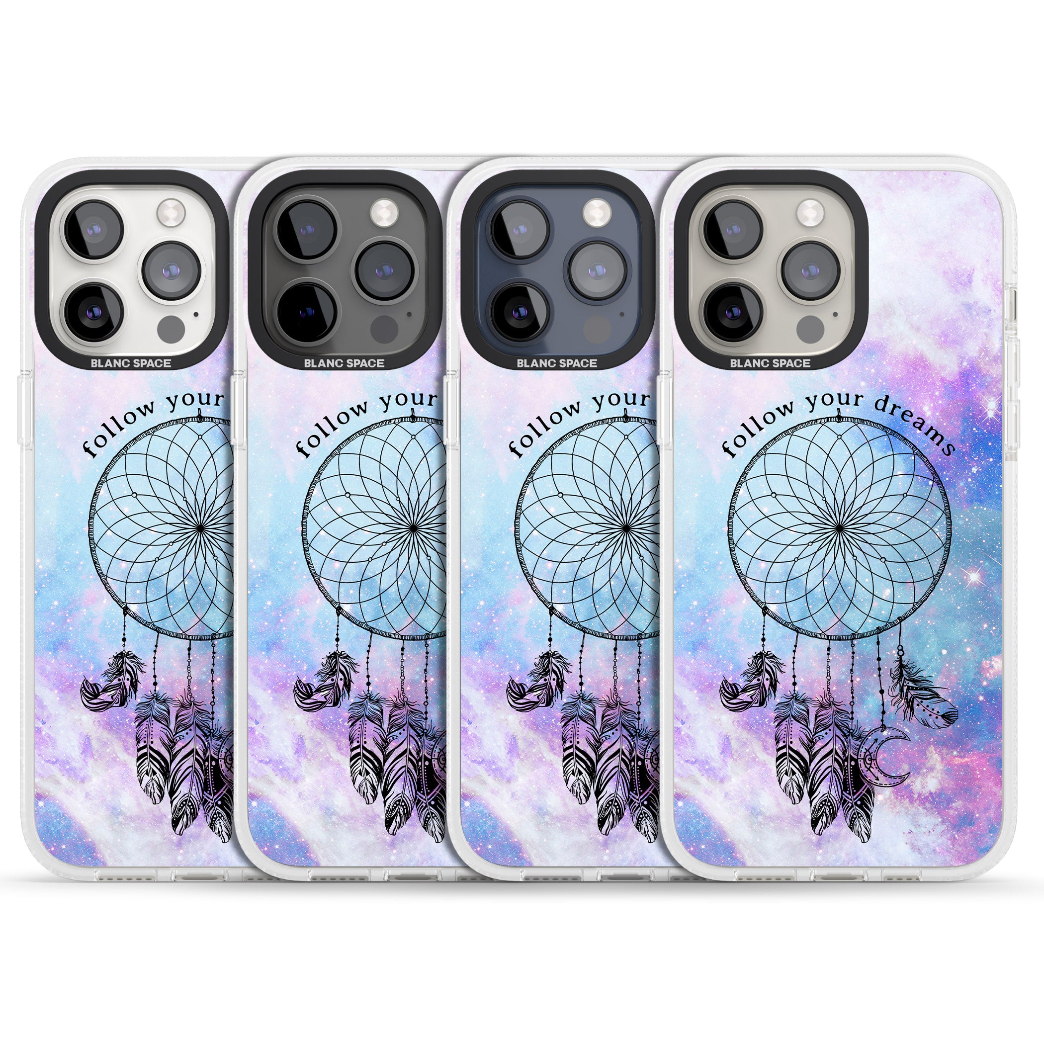Simple Galaxy Pattern Dreamcatcher iPhone 15 Pro Max / 15 Pro / 14 Pro Max / 14 Pro / 13 Pro Clear Case Impact Air - Blanc Space