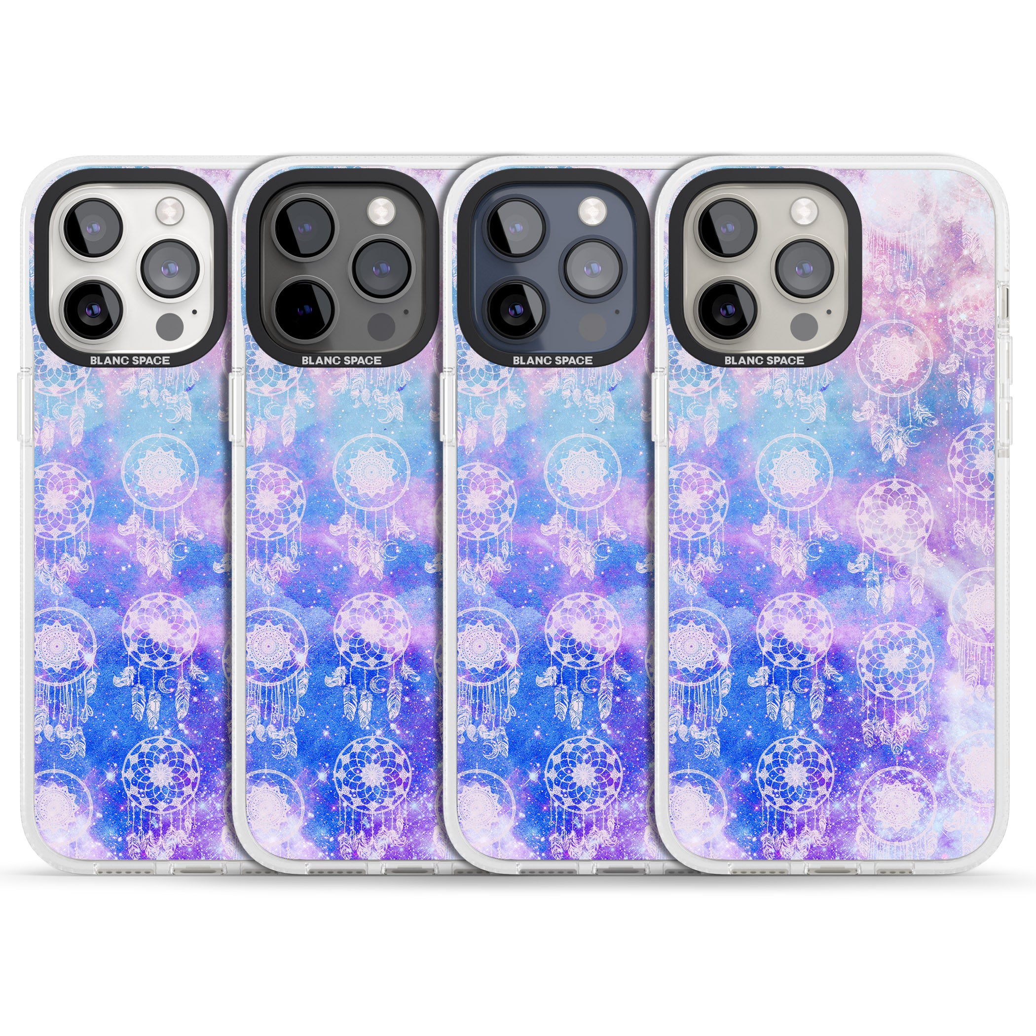 Dreamcatcher Pattern Galaxy Print Tie Dye iPhone 15 Pro Max / 15 Pro / 14 Pro Max / 14 Pro / 13 Pro Clear Case Impact Air - Blanc Space