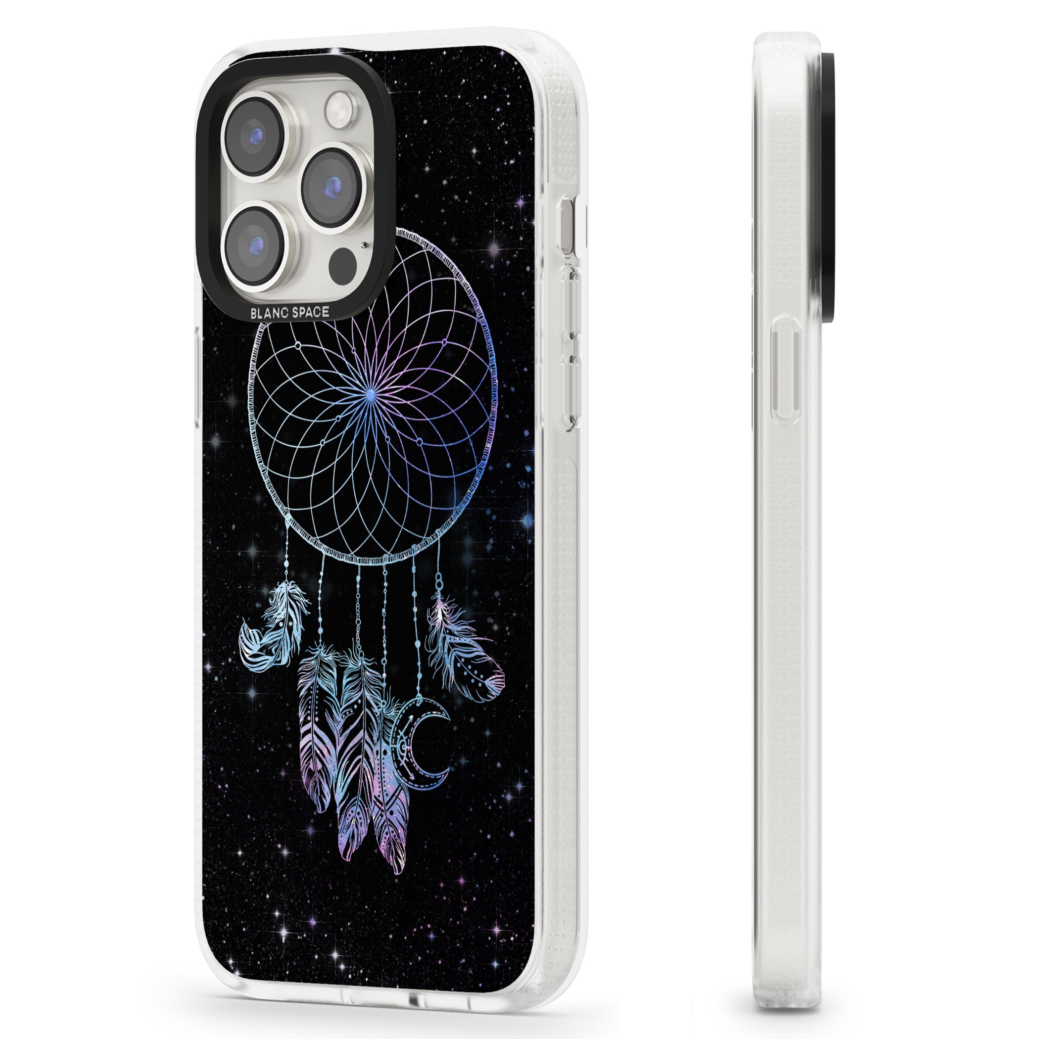 Dreamcatcher Space Stars Galaxy Print iPhone 15 Pro Max / 15 Pro / 14 Pro Max / 14 Pro / 13 Pro Clear Case Impact Air - Blanc Space