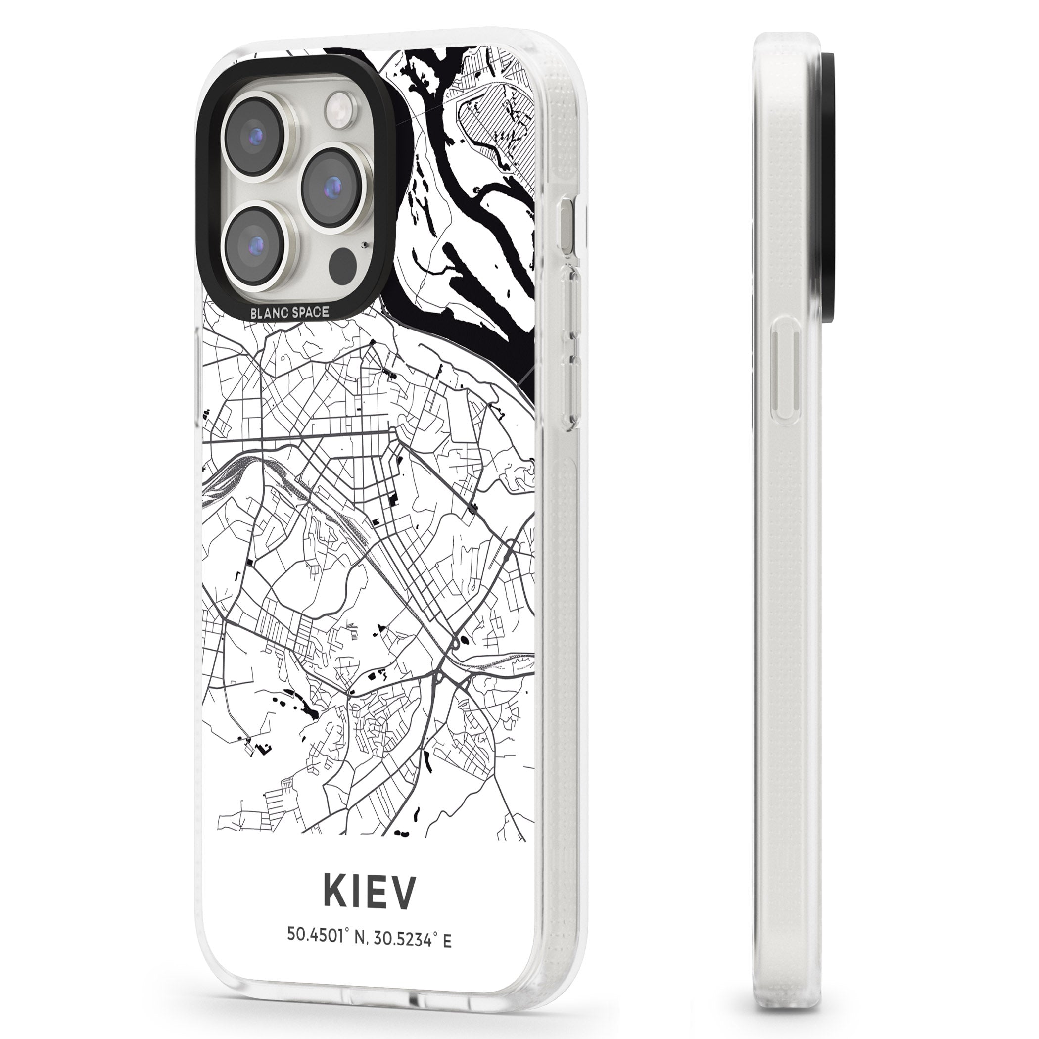 Map of Kiev, Ukraine iPhone 15 Pro Max / 15 Pro / 14 Pro Max / 14 Pro / 13 Pro Clear Case Impact Air - Blanc Space