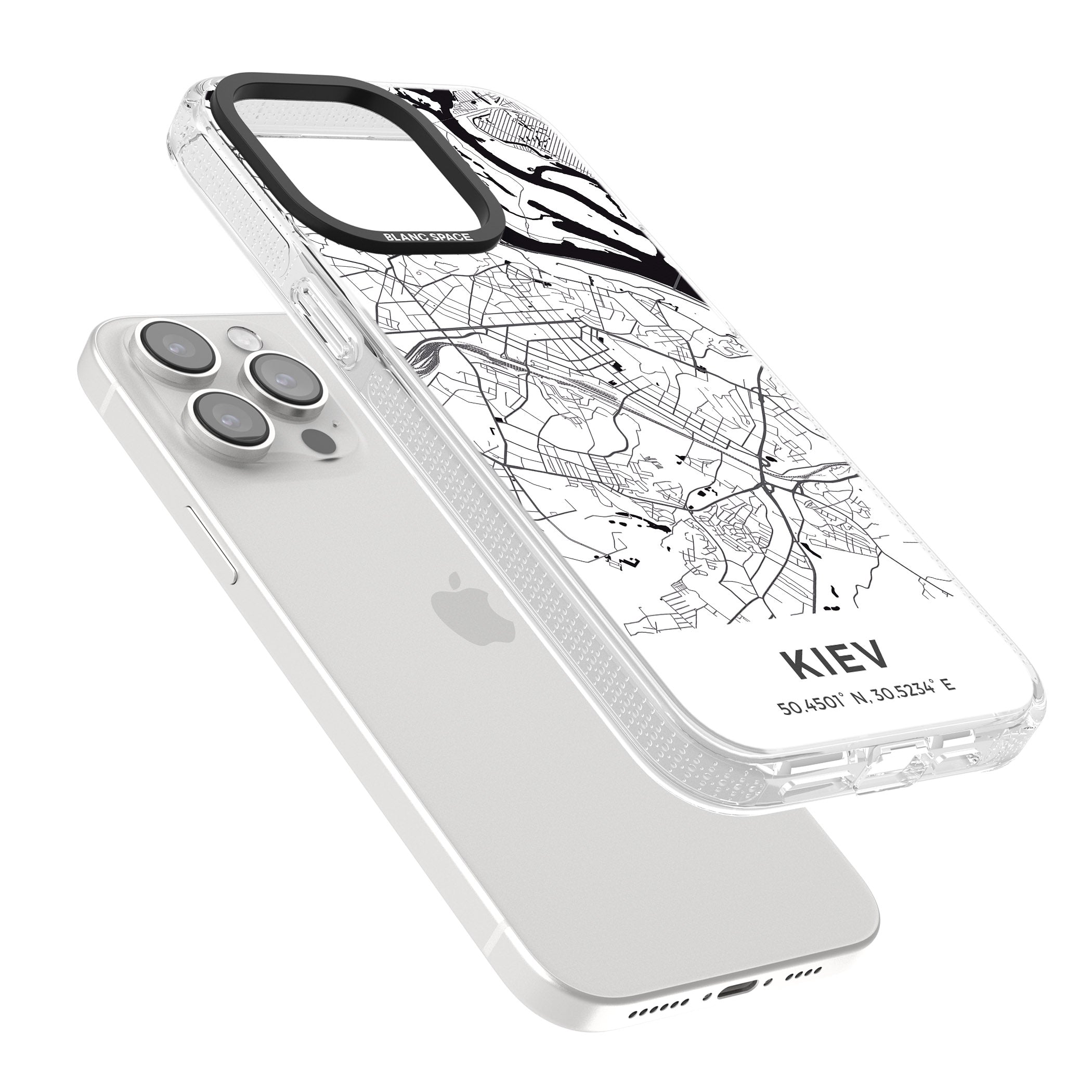Map of Kiev, Ukraine iPhone 15 Pro Max / 15 Pro / 14 Pro Max / 14 Pro / 13 Pro Clear Case Impact Air - Blanc Space