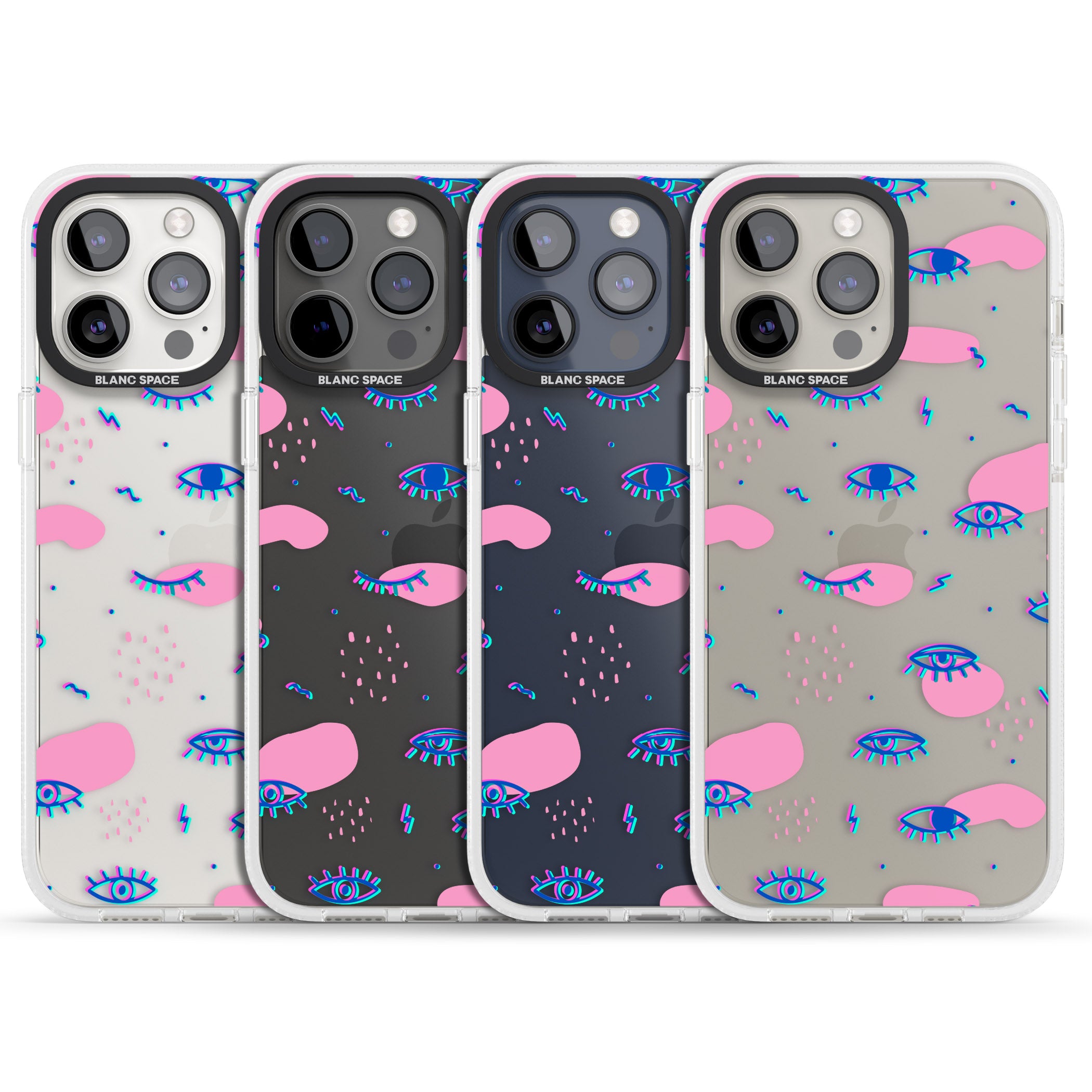 Pink Eye Blotches iPhone 15 Pro Max / 15 Pro / 14 Pro Max / 14 Pro / 13 Pro Clear Case Impact Air - Blanc Space
