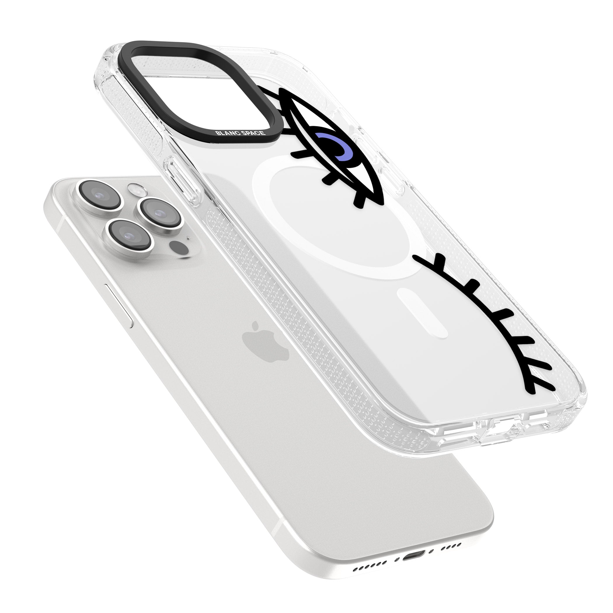 Winking Eyes Transparent Pattern iPhone 15 Pro Max / 15 Pro / 14 Pro Max / 14 Pro / 13 Pro Clear Case Impact Air - Blanc Space