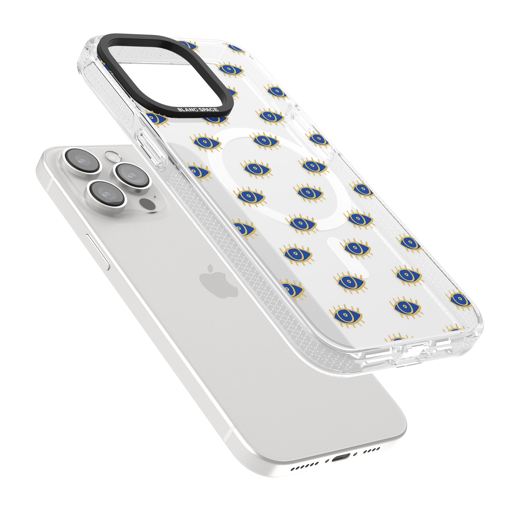Gold Eyes (Clear) Psychedelic Eyes Pattern iPhone 15 Pro Max / 15 Pro / 14 Pro Max / 14 Pro / 13 Pro Clear Case Impact Air - Blanc Space
