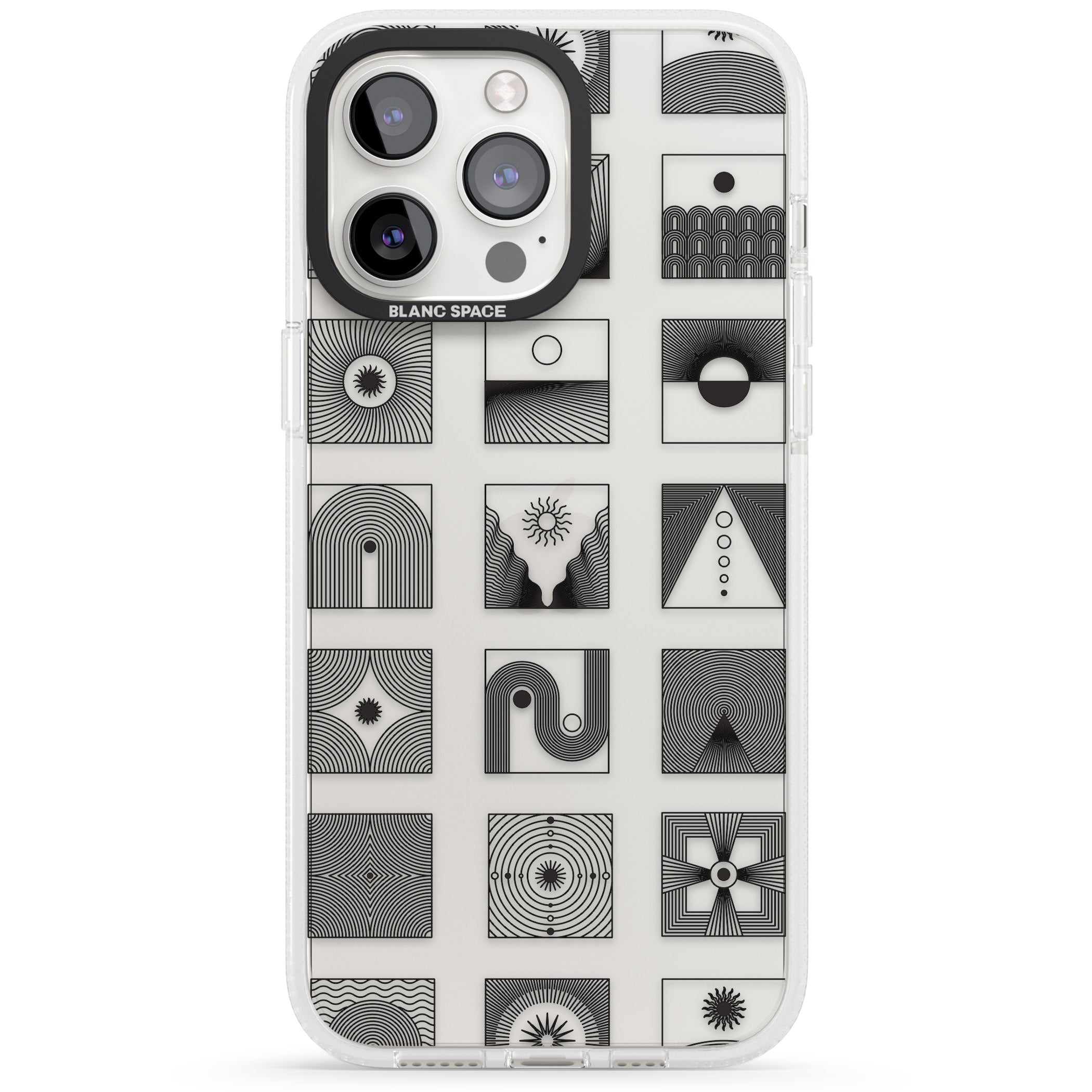 Abstract Lines: Mixed Pattern #1 iPhone 15 Pro Max / 15 Pro / 14 Pro Max / 14 Pro / 13 Pro Clear Case Impact Air - Blanc Space