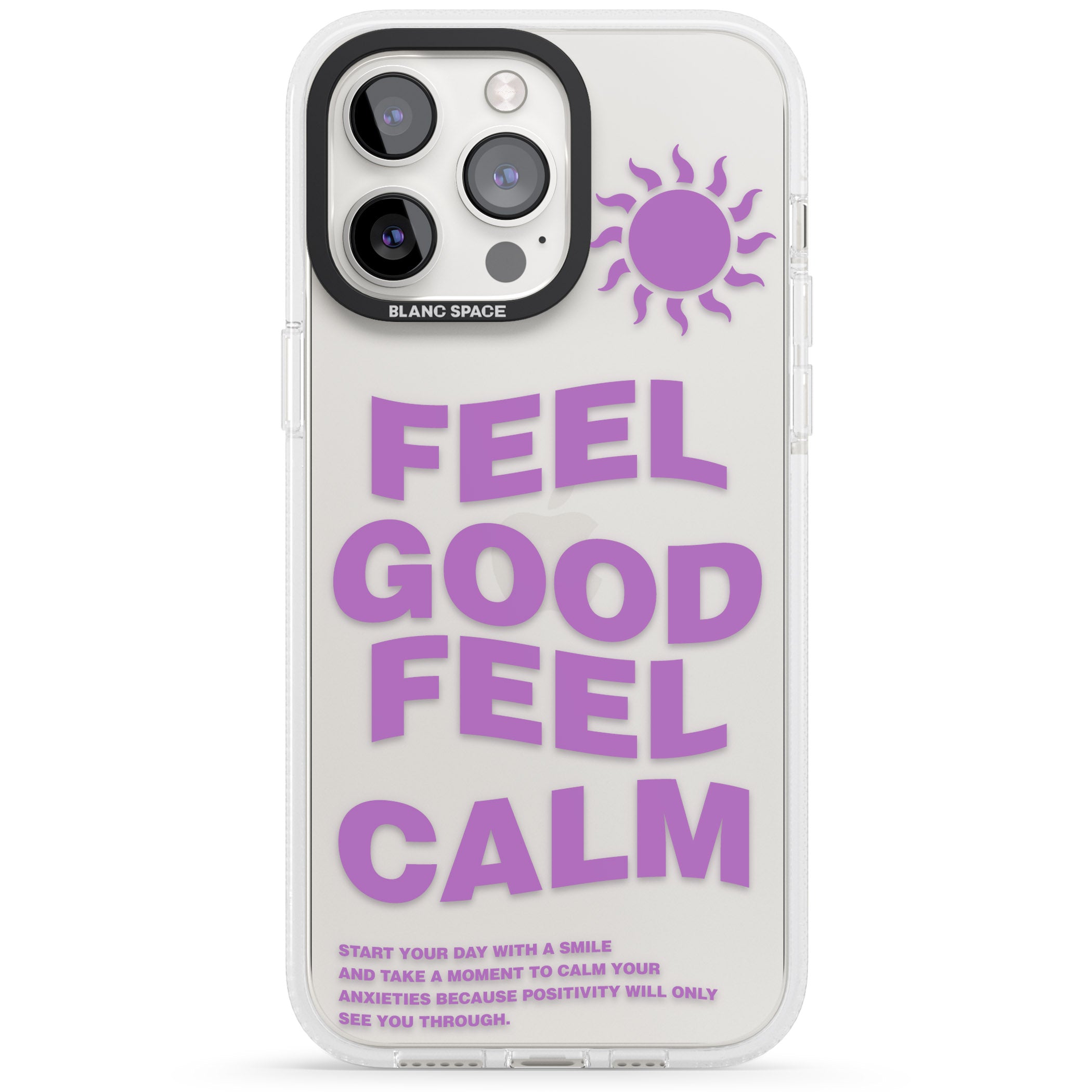 Feel Good Feel Calm (Purple) iPhone 15 Pro Max / 15 Pro / 14 Pro Max / 14 Pro / 13 Pro Clear Case Impact Air - Blanc Space