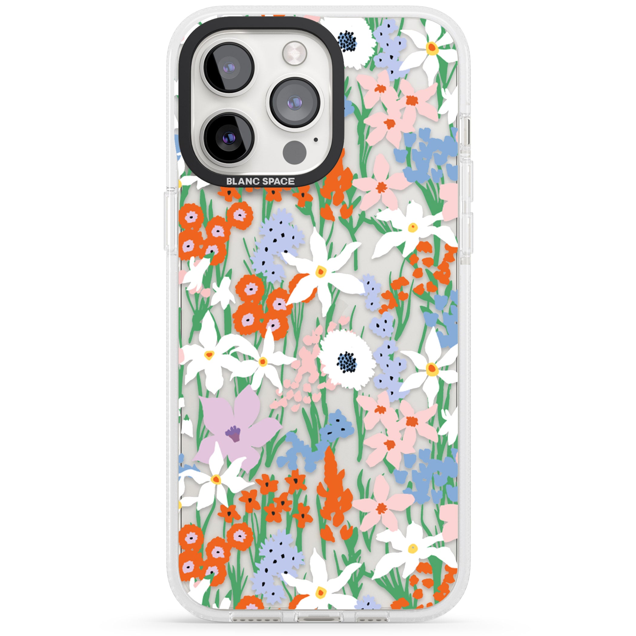 Springtime Meadow: Transparent iPhone 15 Pro Max / 15 Pro / 14 Pro Max / 14 Pro / 13 Pro Clear Case Impact Air - Blanc Space