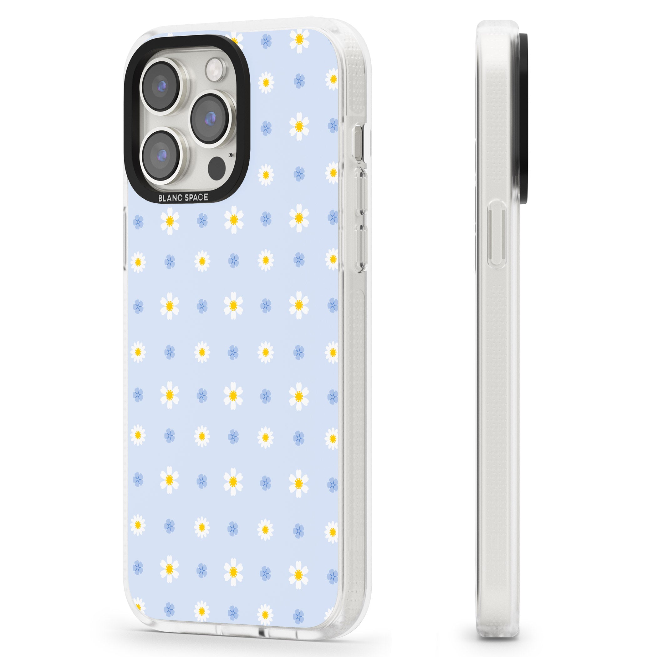 Pale Blue Daisies iPhone 15 Pro Max / 15 Pro / 14 Pro Max / 14 Pro / 13 Pro Clear Case Impact Air - Blanc Space