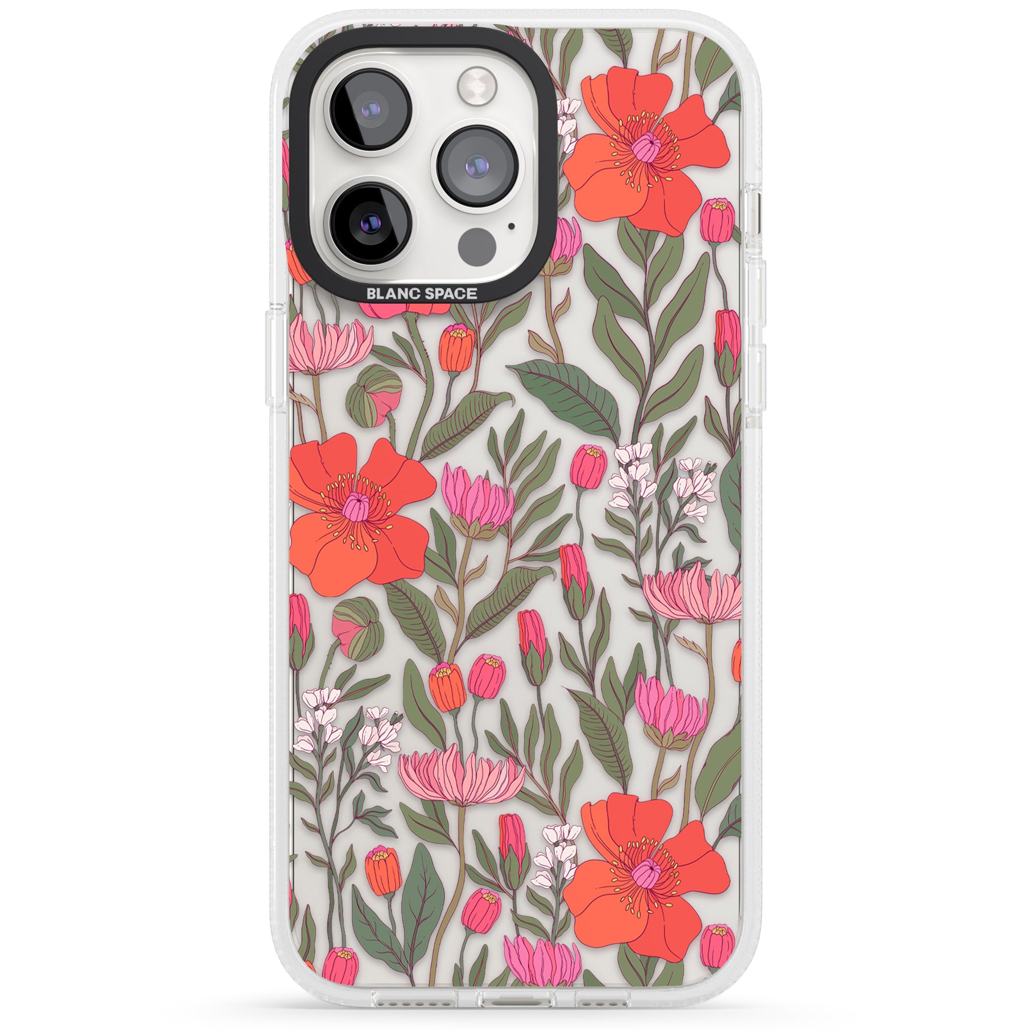 Peachy Floral iPhone 15 Pro Max / 15 Pro / 14 Pro Max / 14 Pro / 13 Pro Clear Case Impact Air - Blanc Space