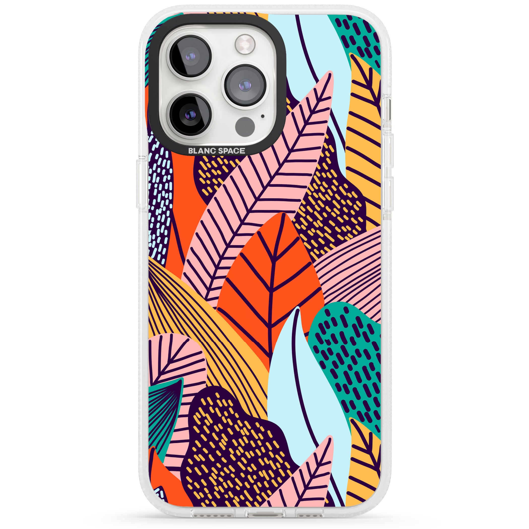 Abstract Leaves iPhone 15 Pro Max / 15 Pro / 14 Pro Max / 14 Pro / 13 Pro Clear Case Impact Air - Blanc Space