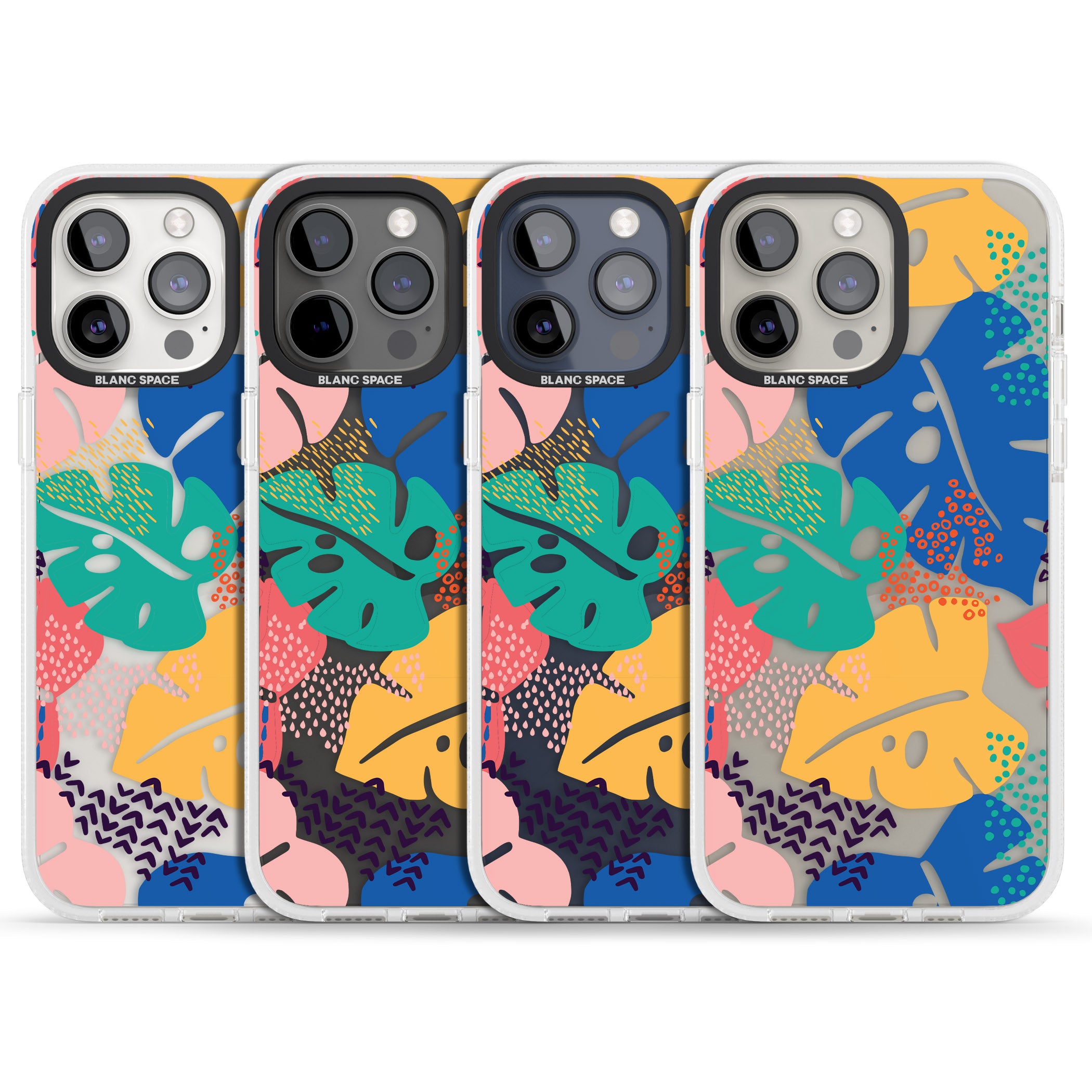 VIbrant Leaves iPhone 15 Pro Max / 15 Pro / 14 Pro Max / 14 Pro / 13 Pro Clear Case Impact Air - Blanc Space