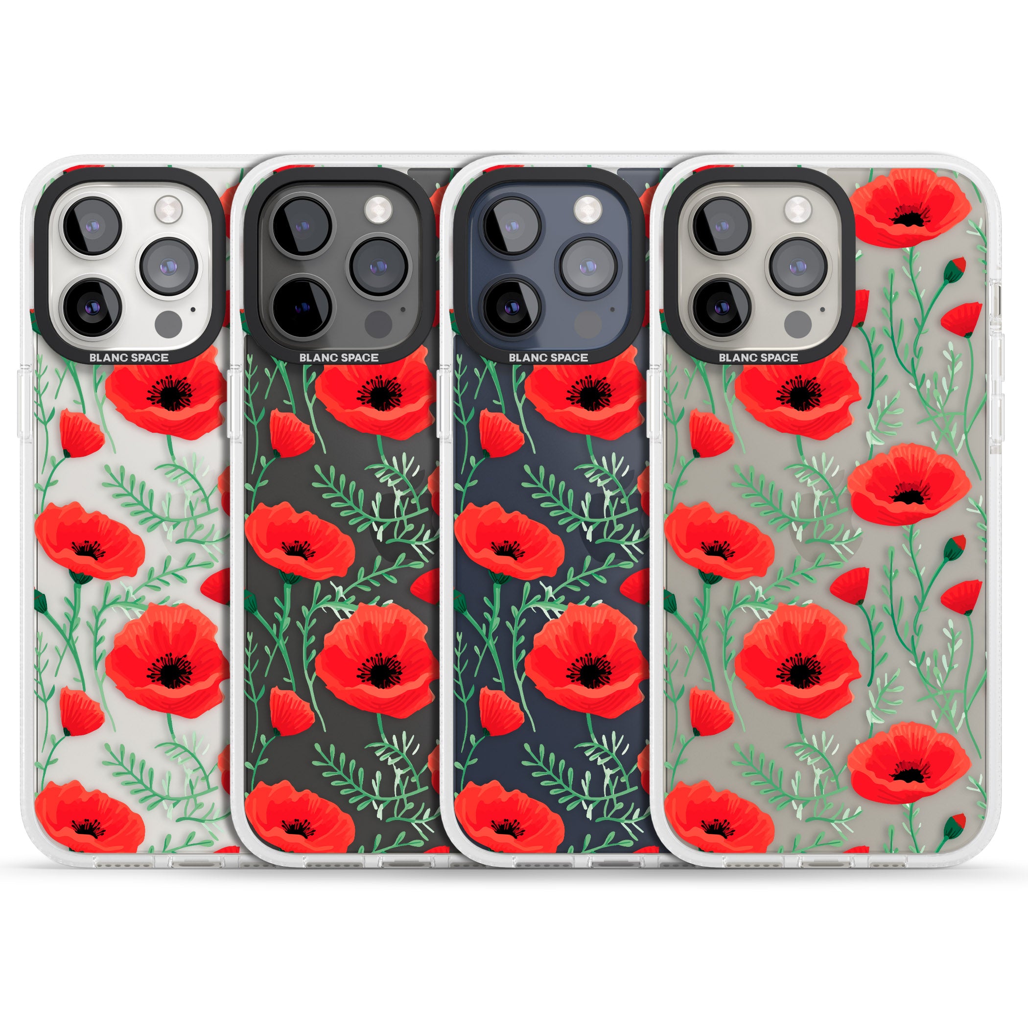 Poppy Garden iPhone 15 Pro Max / 15 Pro / 14 Pro Max / 14 Pro / 13 Pro Clear Case Impact Air - Blanc Space