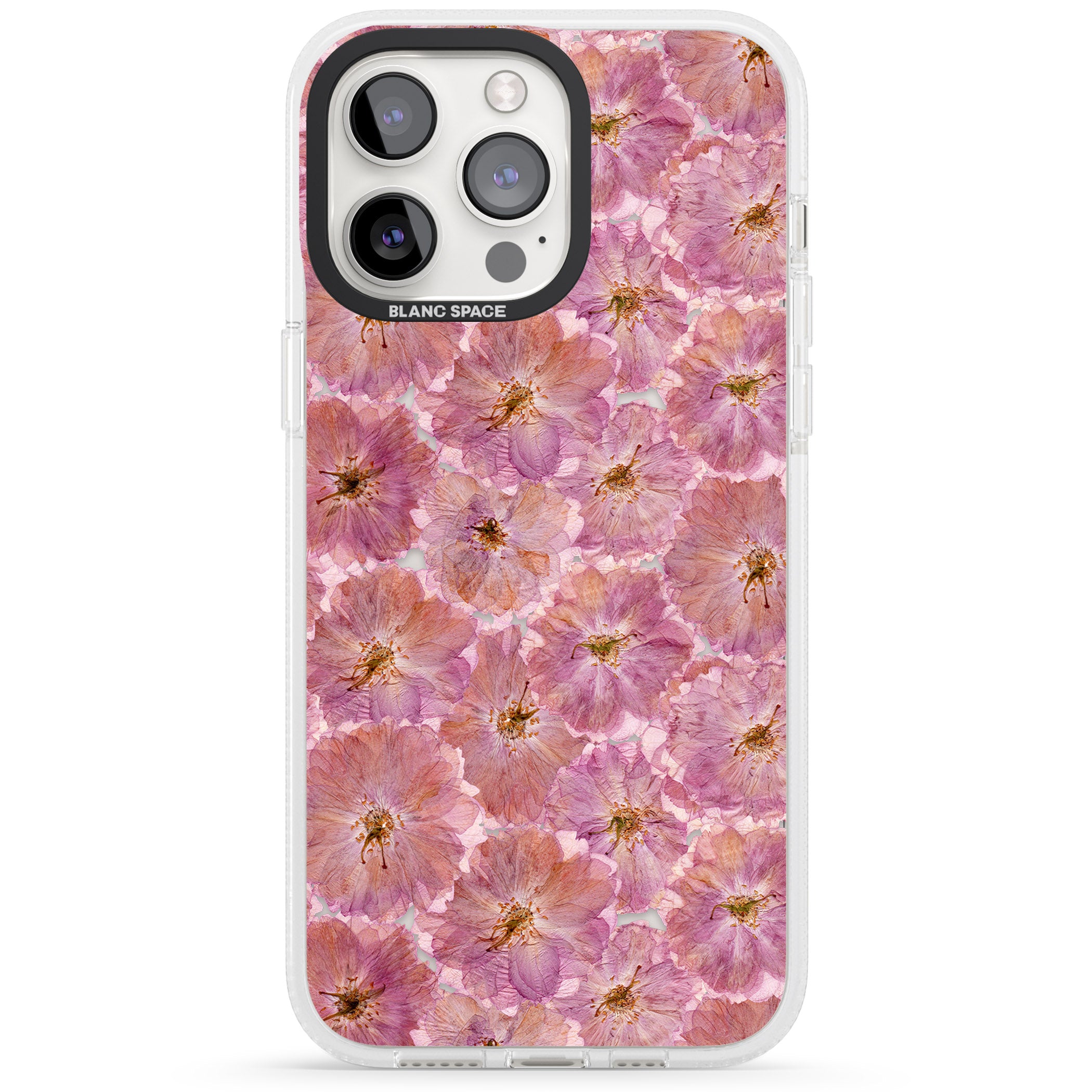 Large Pink Flowers Transparent Design iPhone 15 Pro Max / 15 Pro / 14 Pro Max / 14 Pro / 13 Pro Clear Case Impact Air - Blanc Space