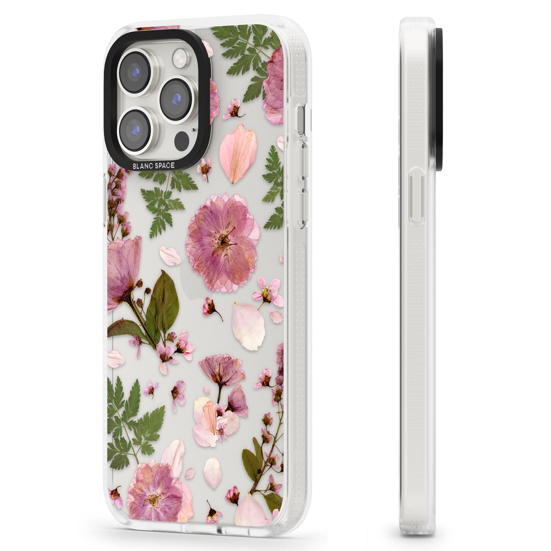 Natural Arrangement of Flowers & Leaves Design iPhone 15 Pro Max / 15 Pro / 14 Pro Max / 14 Pro / 13 Pro Clear Case Impact Air - Blanc Space