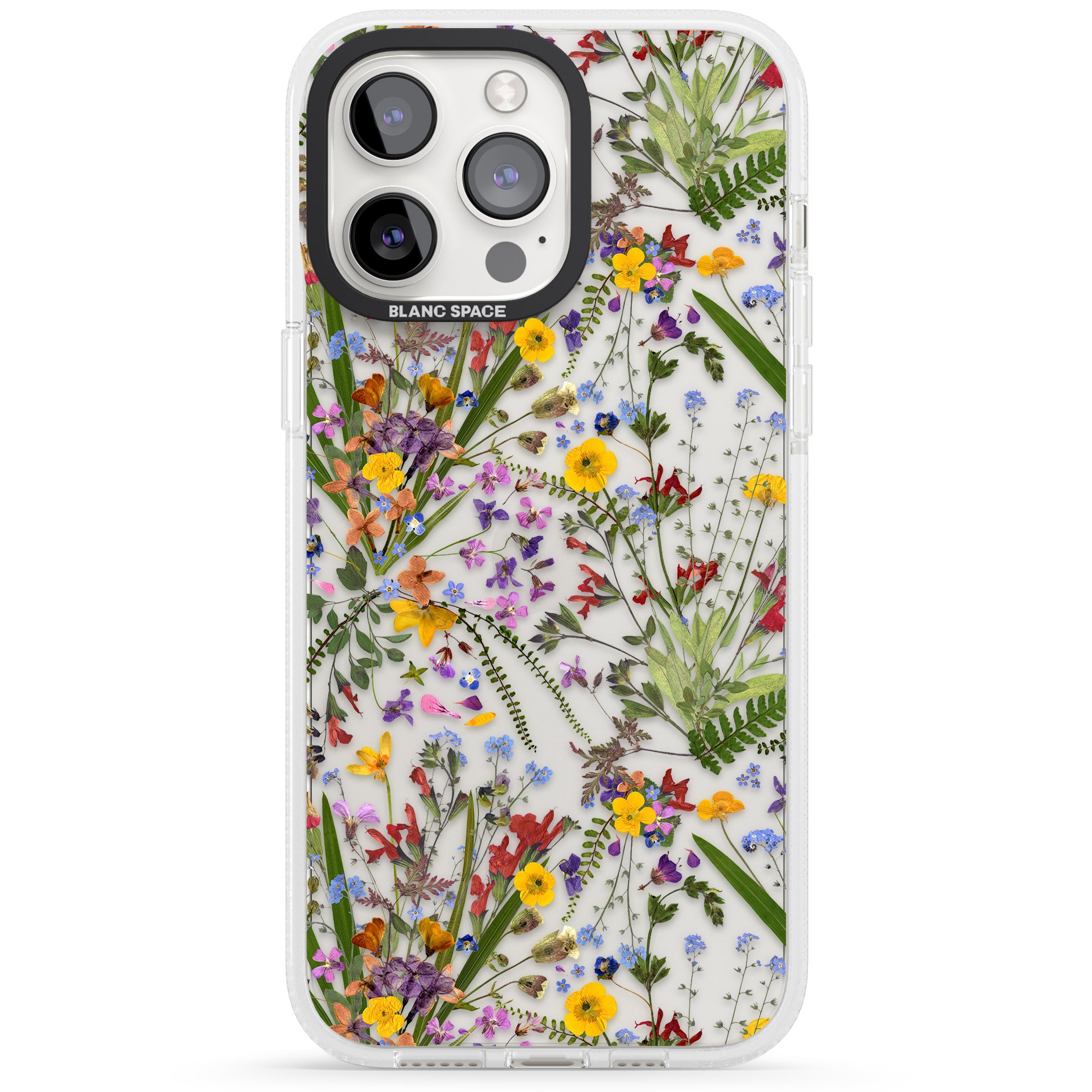 Wildflower & Leaves iPhone 15 Pro Max / 15 Pro / 14 Pro Max / 14 Pro / 13 Pro Clear Case Impact Air - Blanc Space