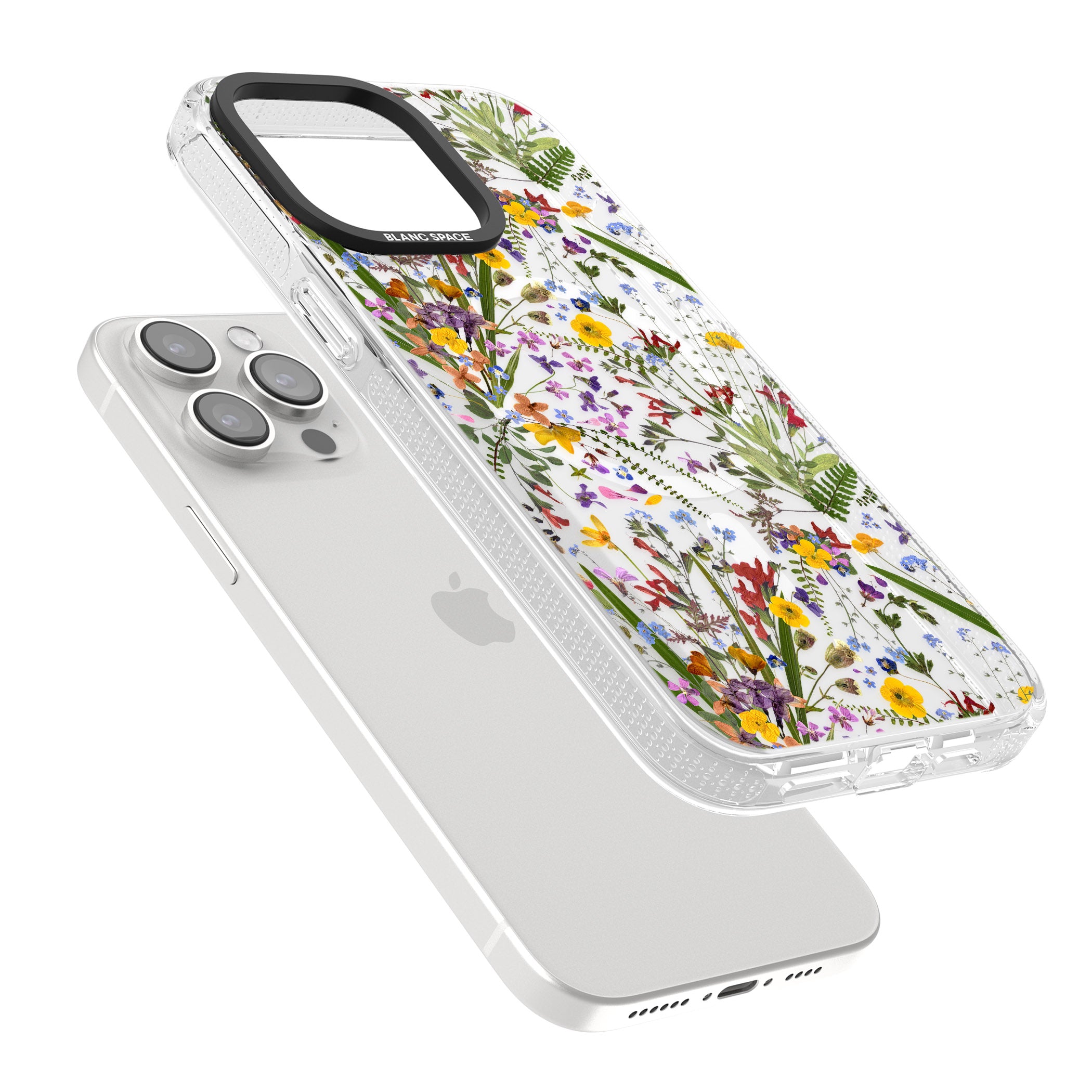 Wildflower & Leaves iPhone 15 Pro Max / 15 Pro / 14 Pro Max / 14 Pro / 13 Pro Clear Case Impact Air - Blanc Space