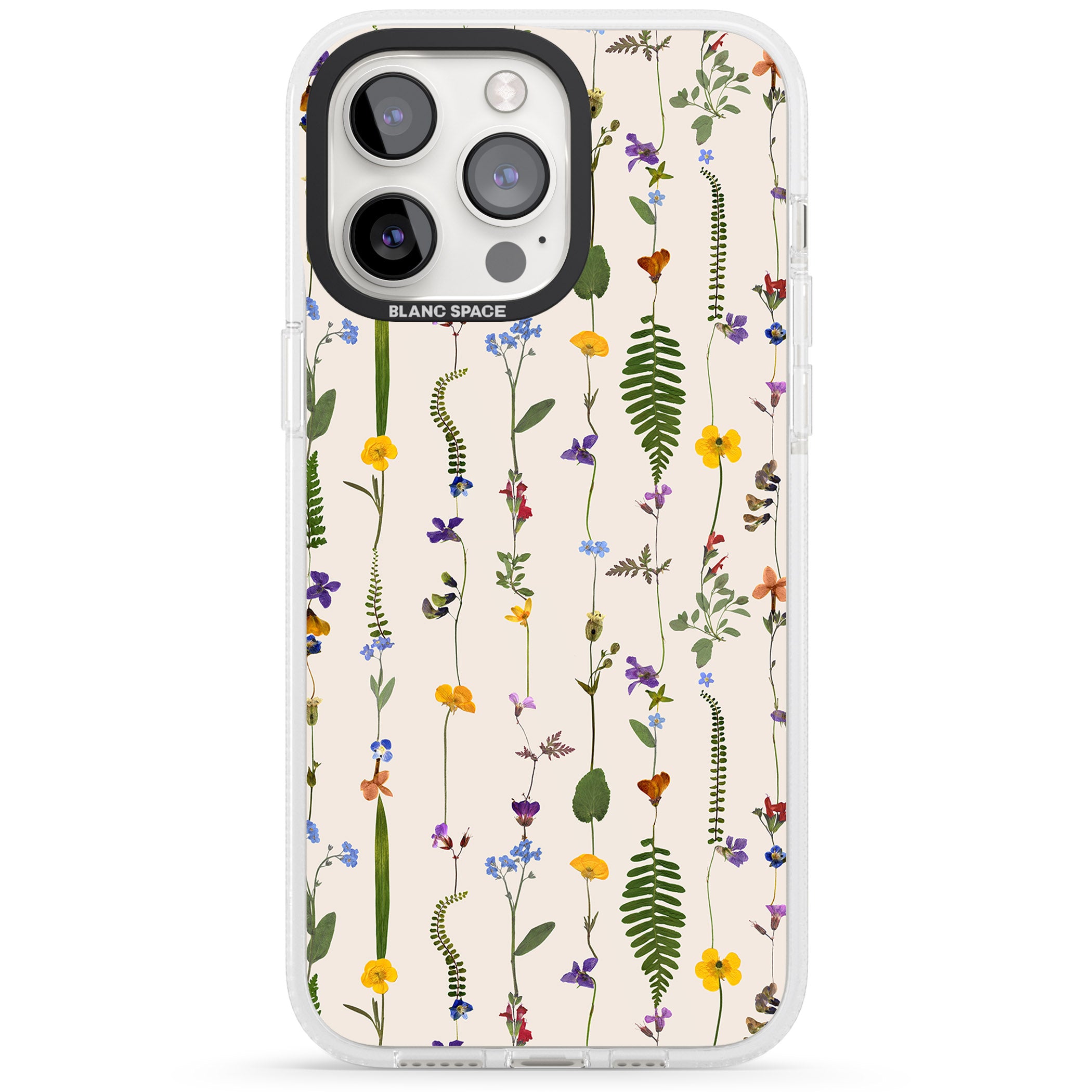 Wildflower Chain Design - Cream iPhone 15 Pro Max / 15 Pro / 14 Pro Max / 14 Pro / 13 Pro Clear Case Impact Air - Blanc Space